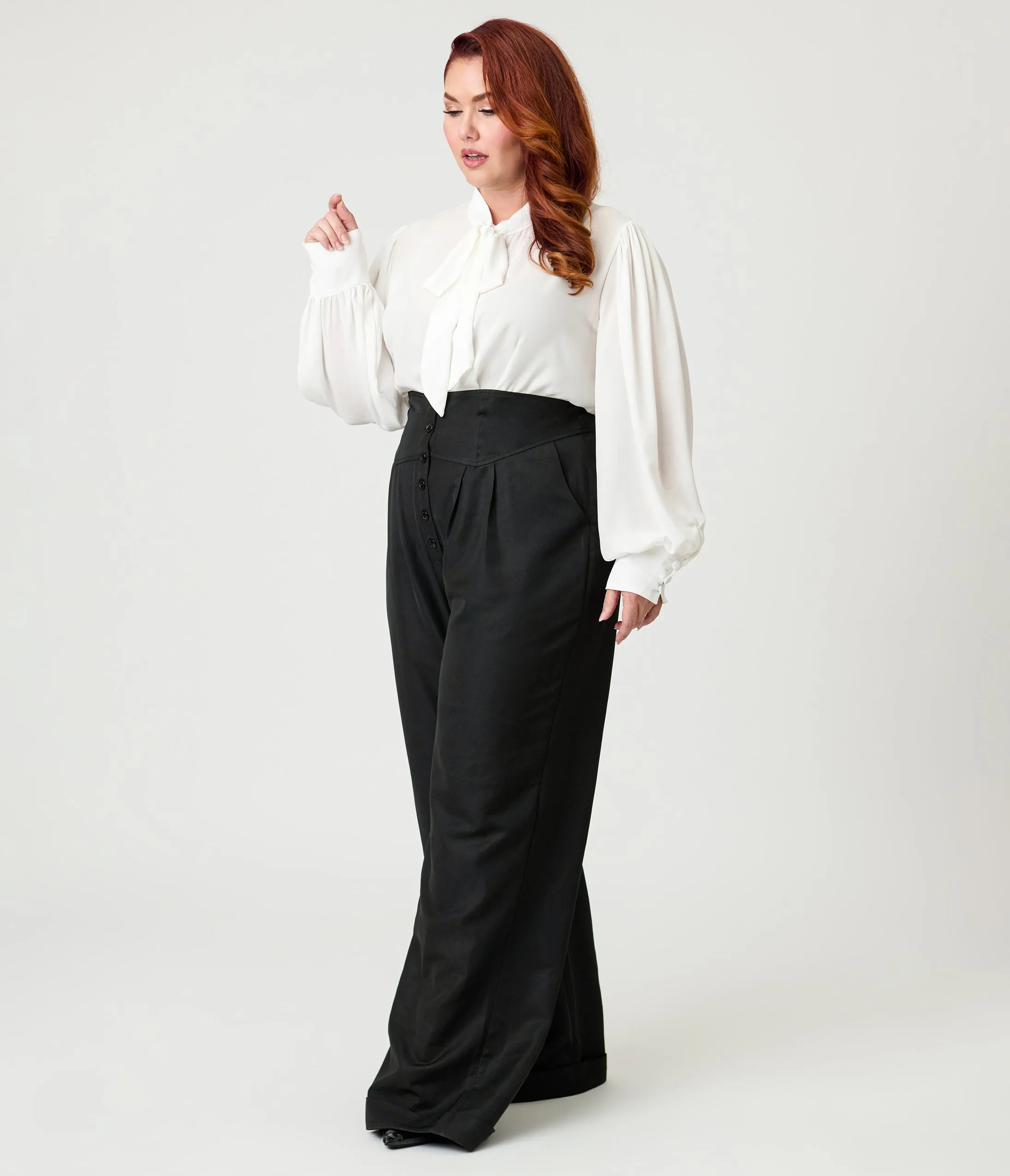 Unique Vintage Plus Size Black High Waisted Trouser sold by Unique Vintage product image thumbnail 4