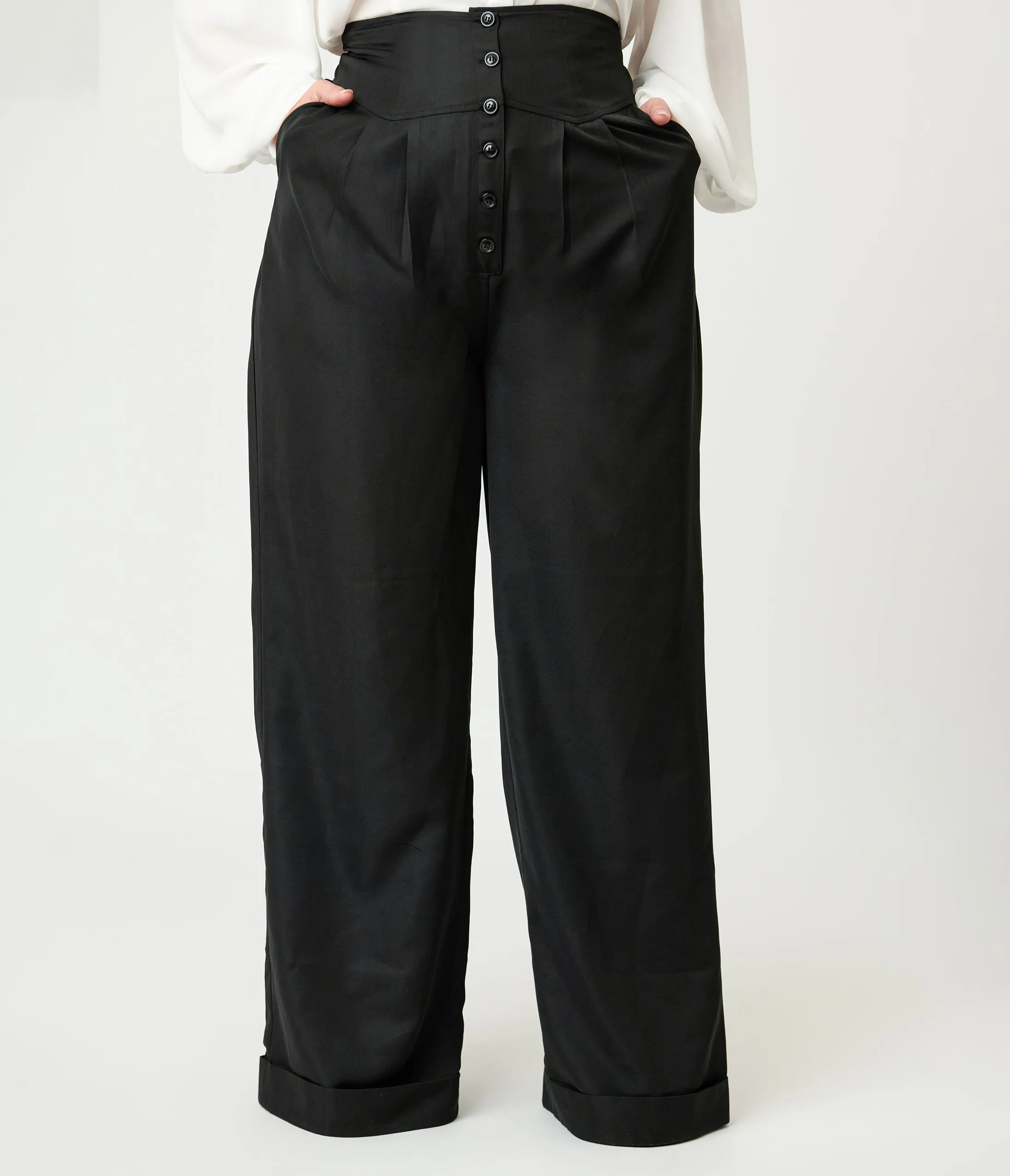 Unique Vintage Plus Size Black High Waisted Trouser sold by Unique Vintage product image thumbnail 2
