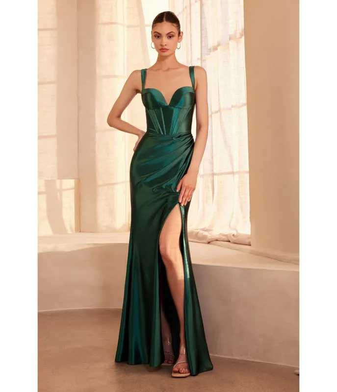 LaDivine by Cinderella Divine Emerald Sweetheart Neck Corset Stretch Mermaid Gown sold by Unique Vintage