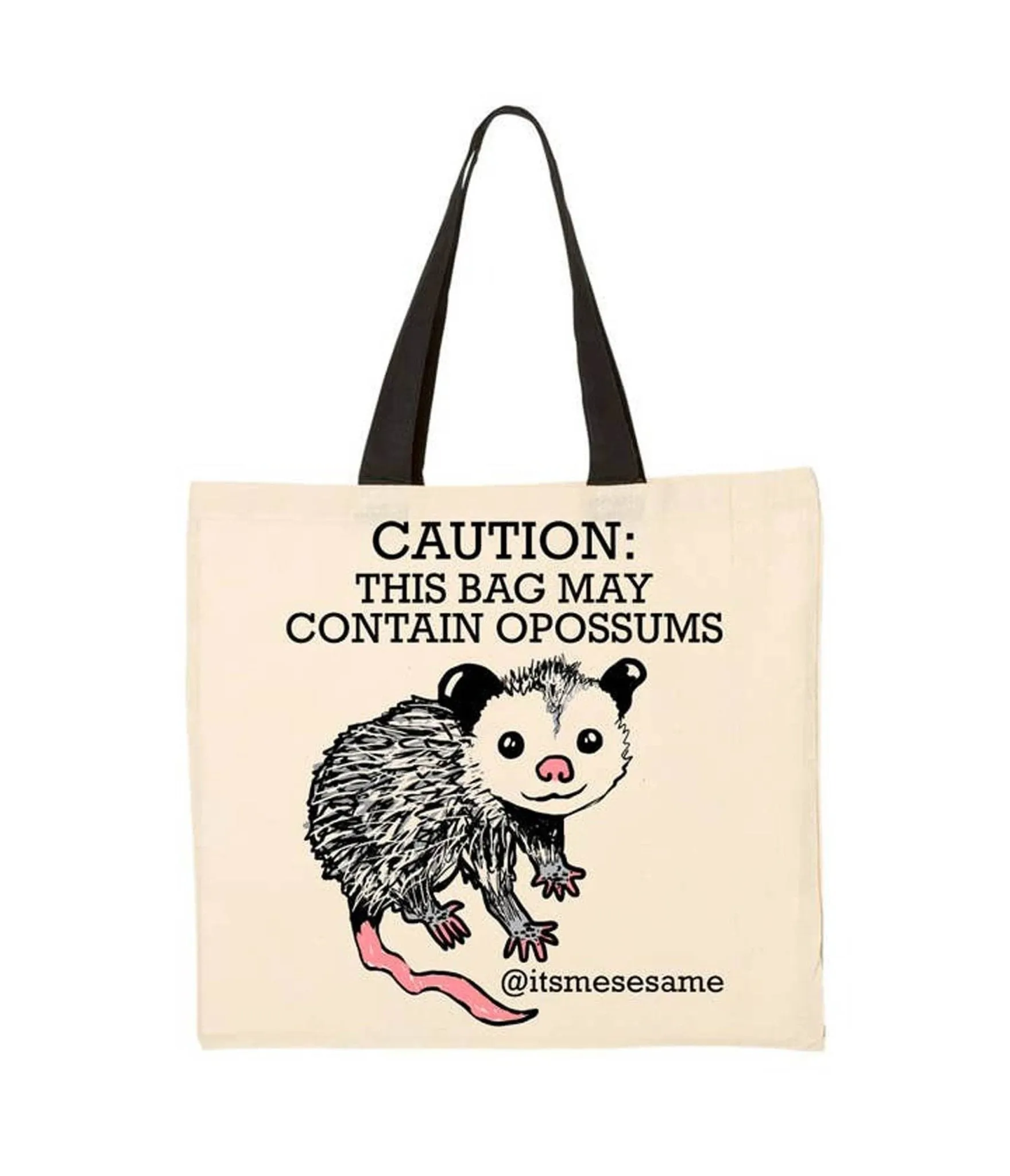 Caution Opossum Canvas Tote sold by Unique Vintage