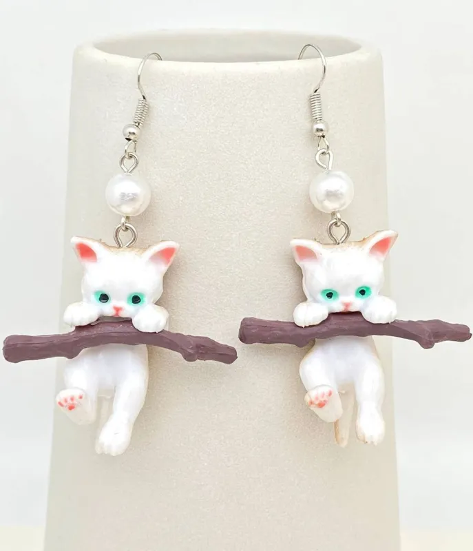 Dangling Cat Earrings sold by Unique Vintage