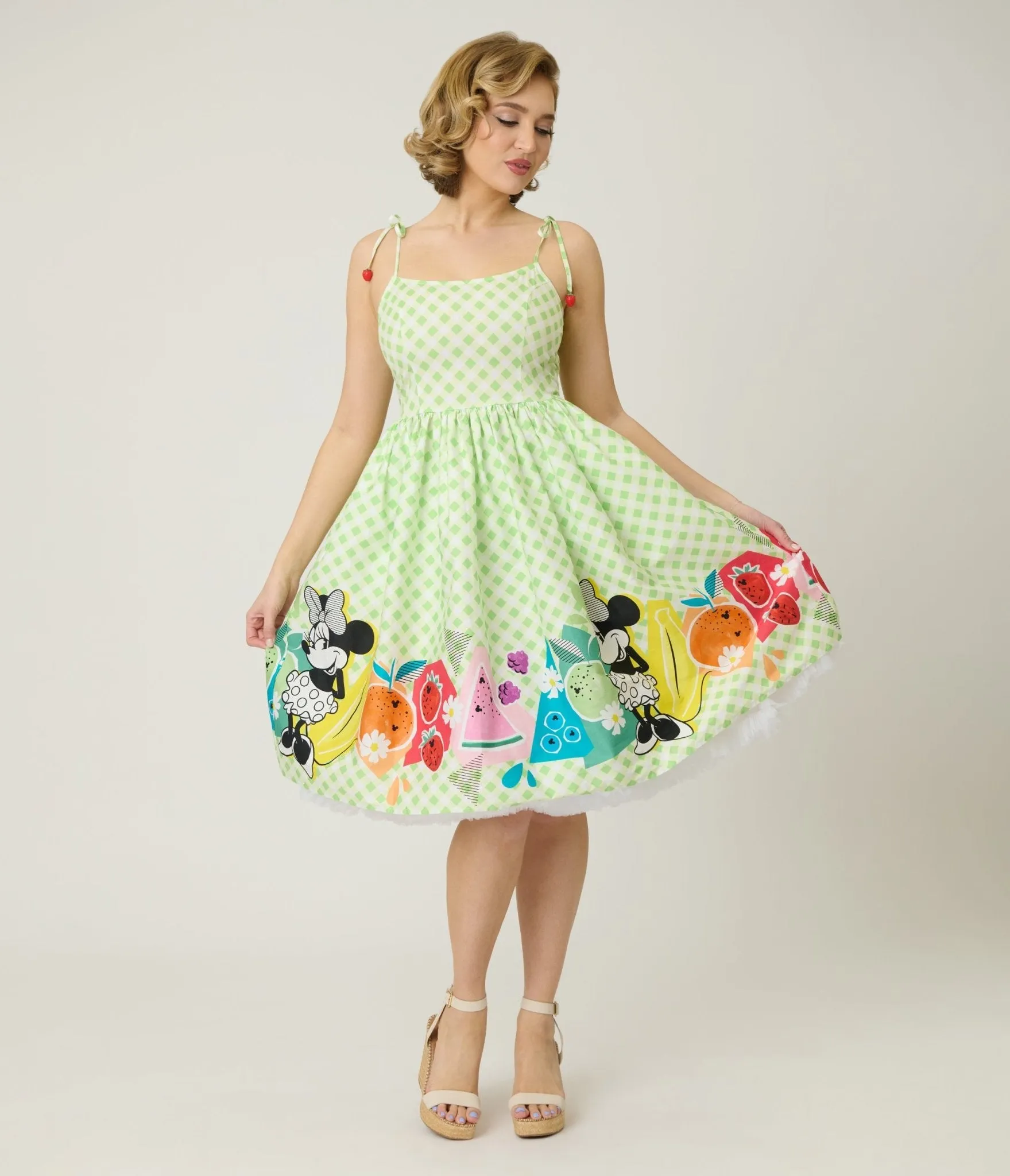Disney Food Collection by Unique Vintage Green Gingham Mickey Fruit Salad Swing Dress sold by Unique Vintage product image thumbnail 4