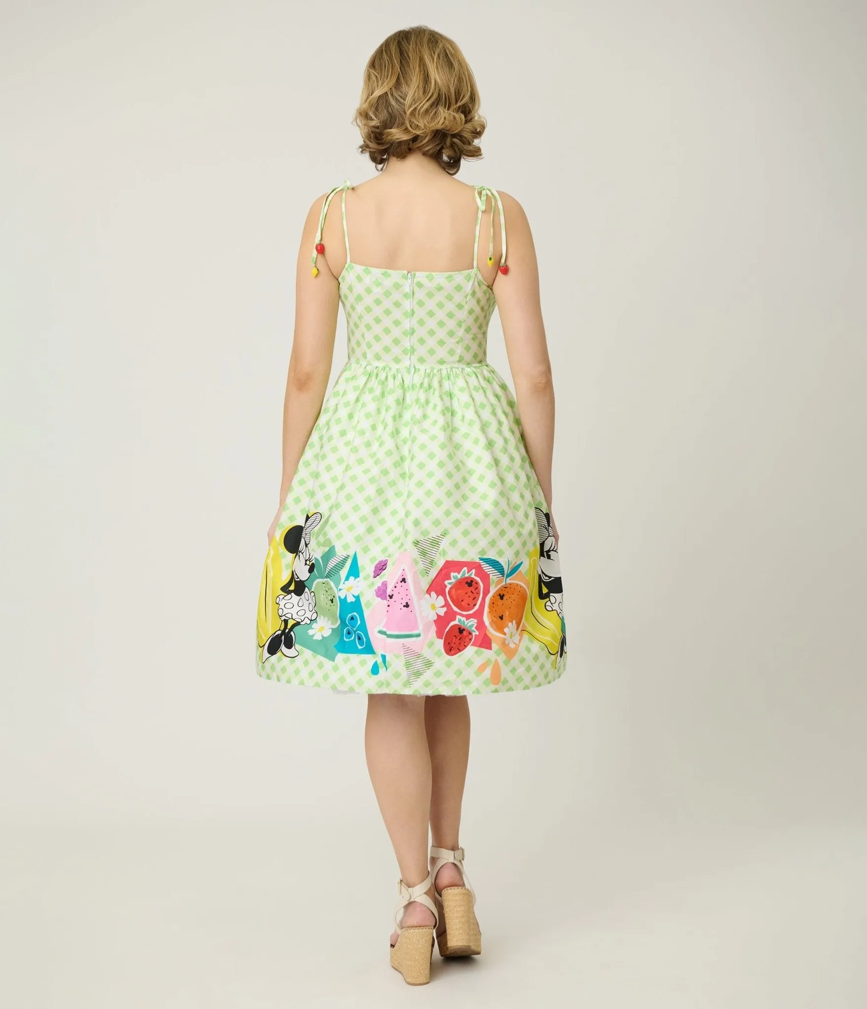 Disney Food Collection by Unique Vintage Green Gingham Mickey Fruit Salad Swing Dress sold by Unique Vintage product image thumbnail 2
