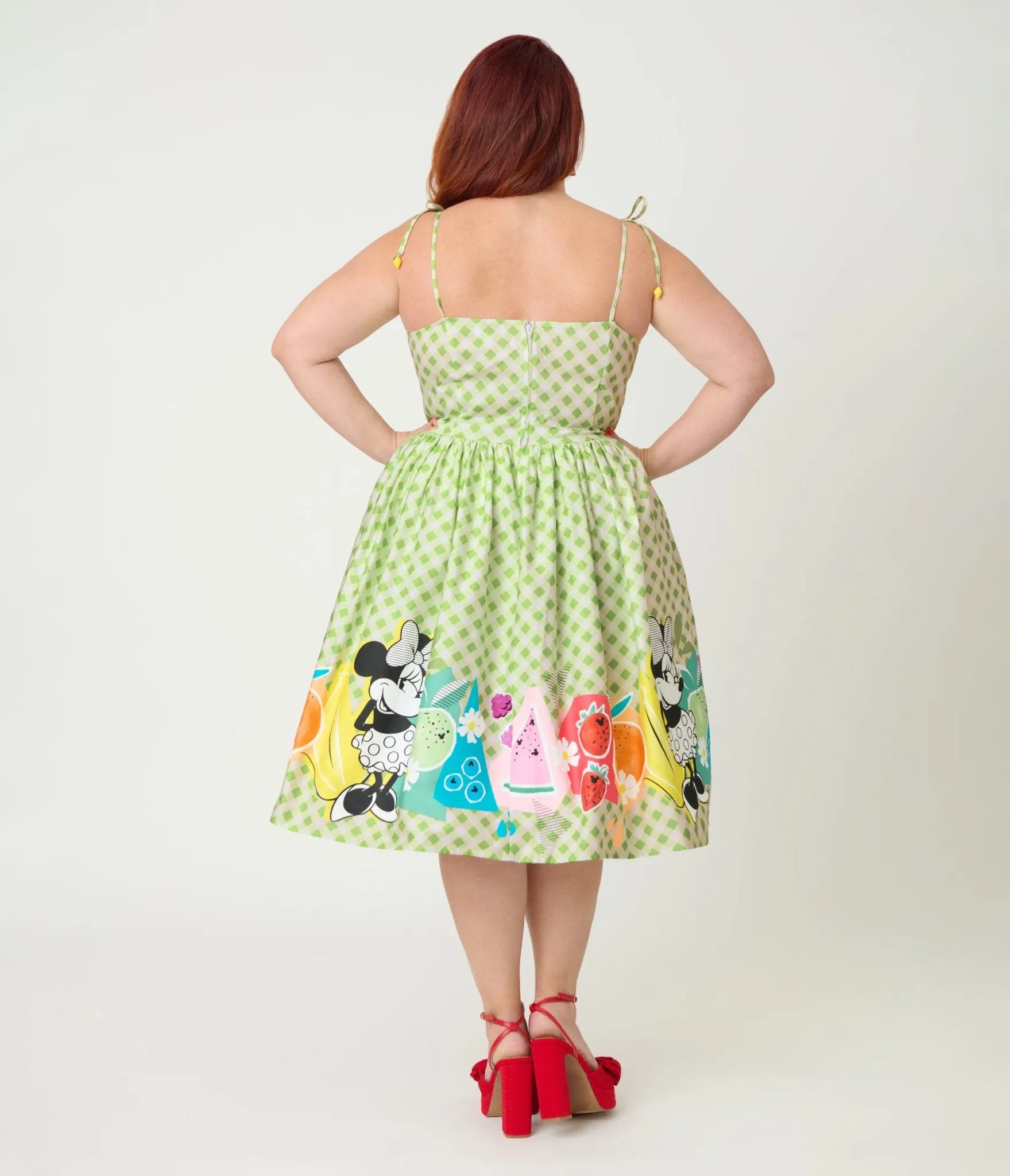 Disney Food Collection by Unique Vintage Plus Size Green Gingham Mickey Fruit Salad Swing Dress sold by Unique Vintage product image thumbnail 2