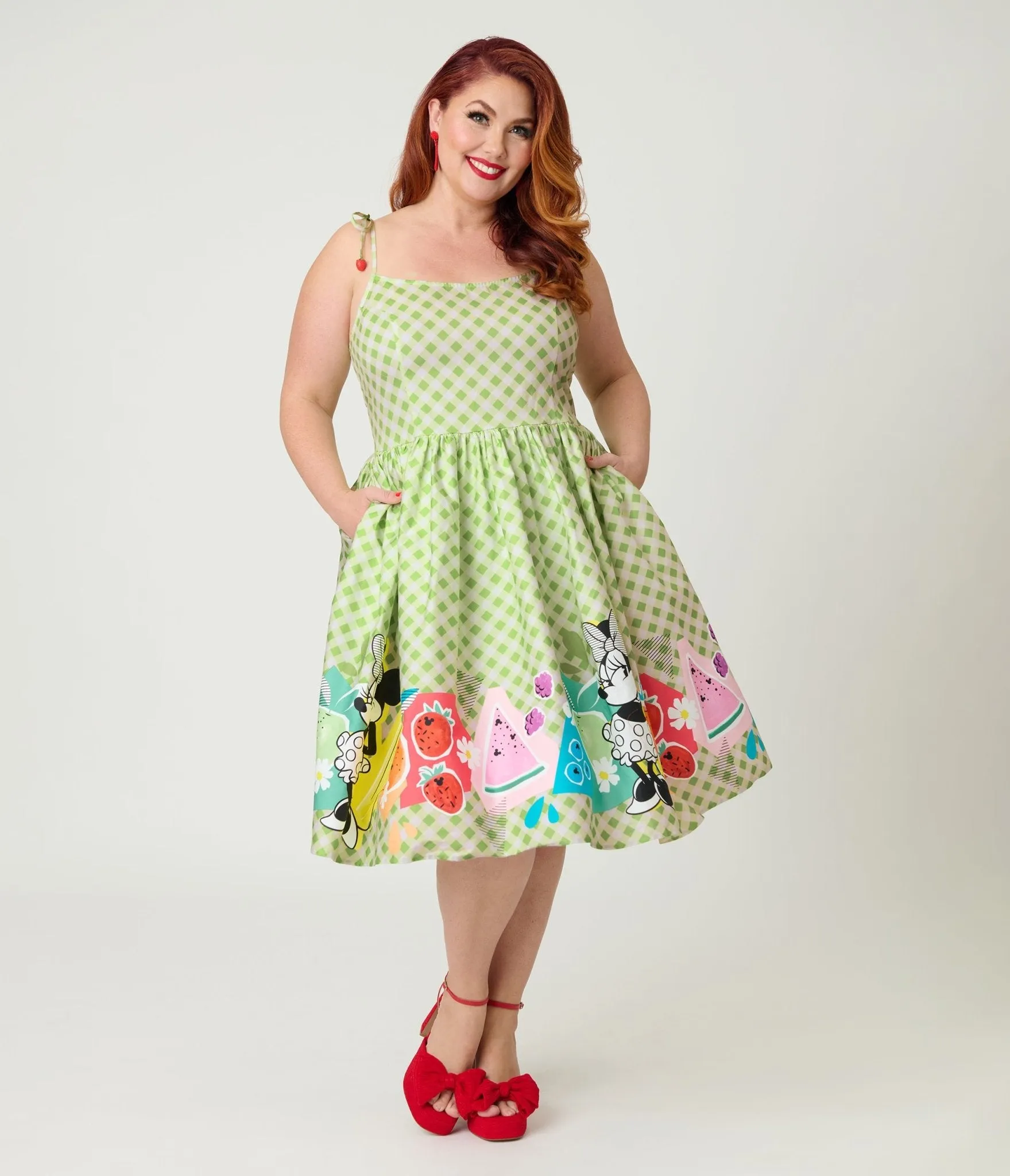 Disney Food Collection by Unique Vintage Plus Size Green Gingham Mickey Fruit Salad Swing Dress sold by Unique Vintage product image thumbnail 4