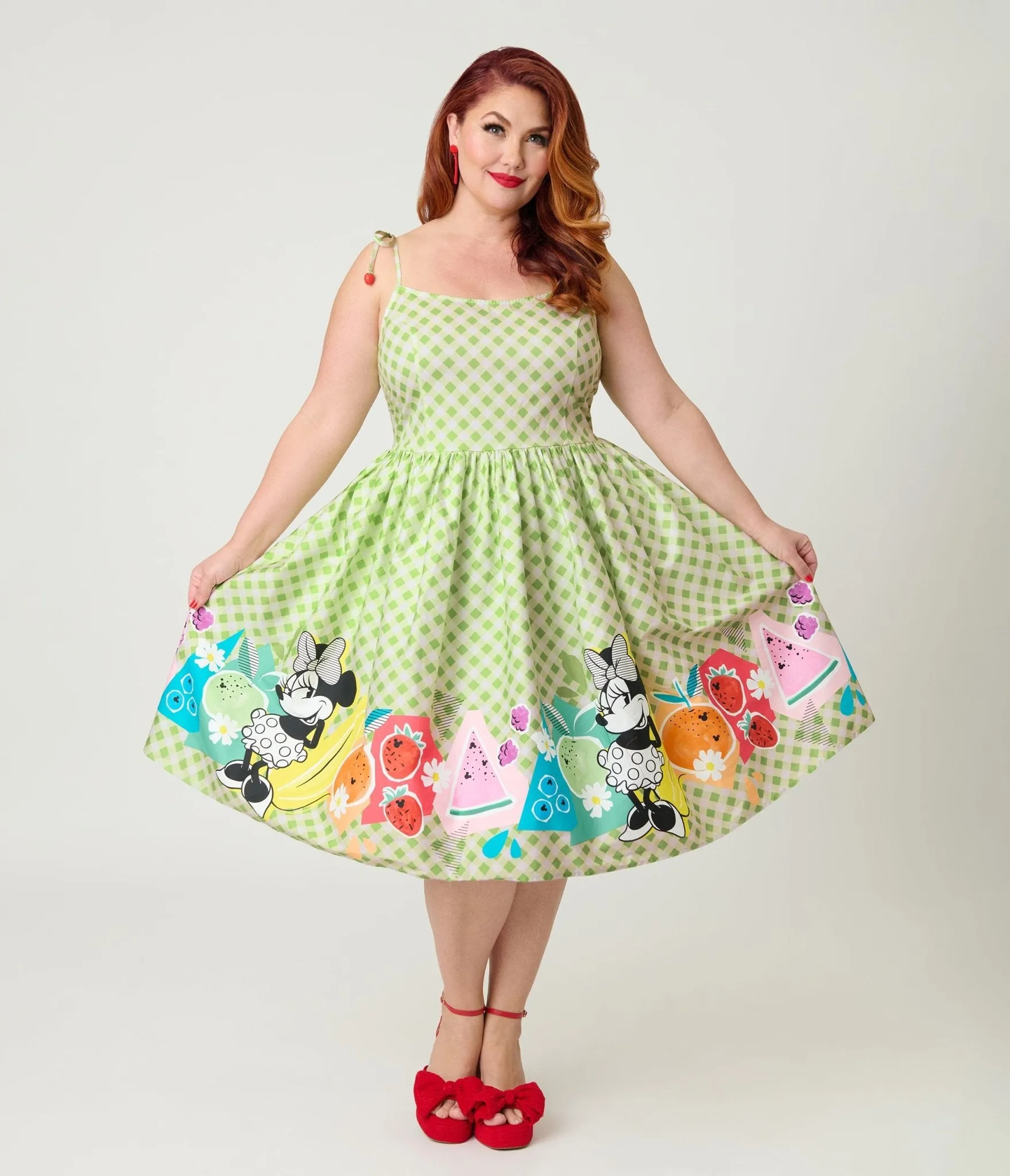 Disney Food Collection by Unique Vintage Plus Size Green Gingham Mickey Fruit Salad Swing Dress sold by Unique Vintage product image thumbnail 3