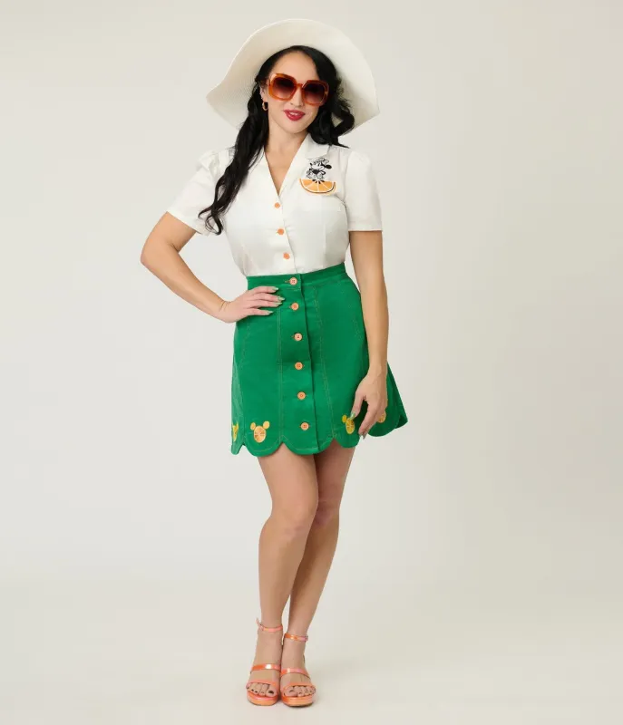 Disney Food Collection by Smak Parlour Green Mickey Citrus Corduroy Mini Skirt sold by Unique Vintage