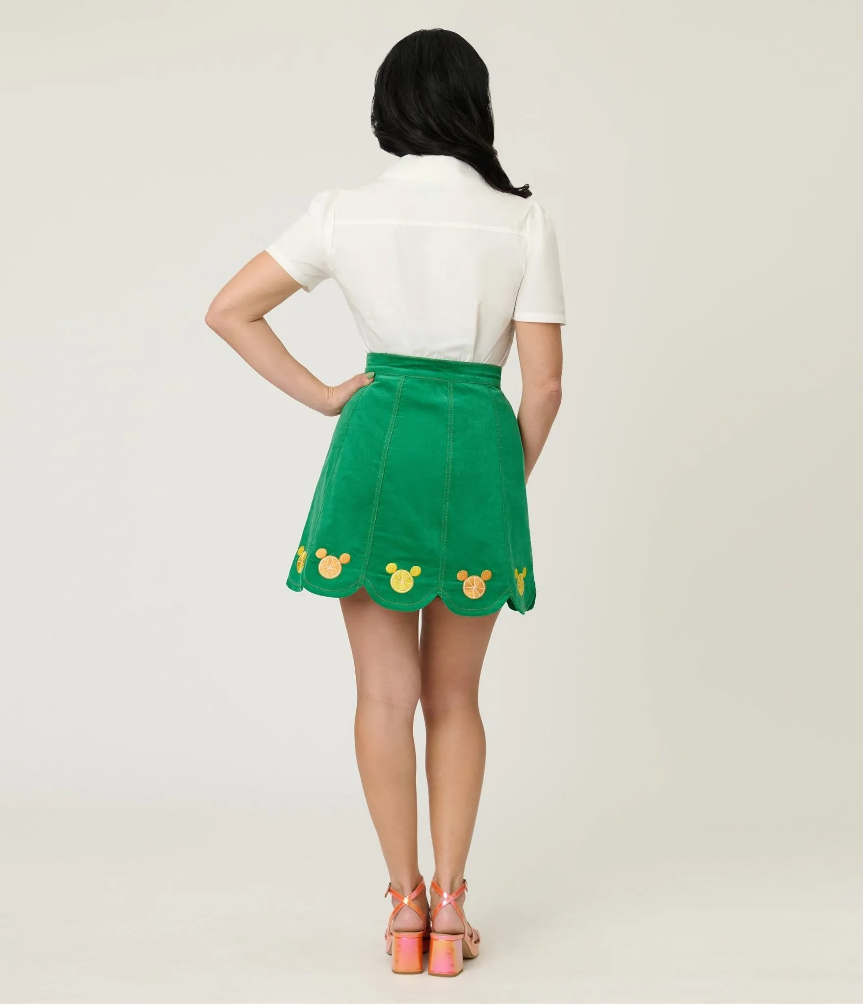 Disney Food Collection by Smak Parlour Green Mickey Citrus Corduroy Mini Skirt sold by Unique Vintage product image thumbnail 3