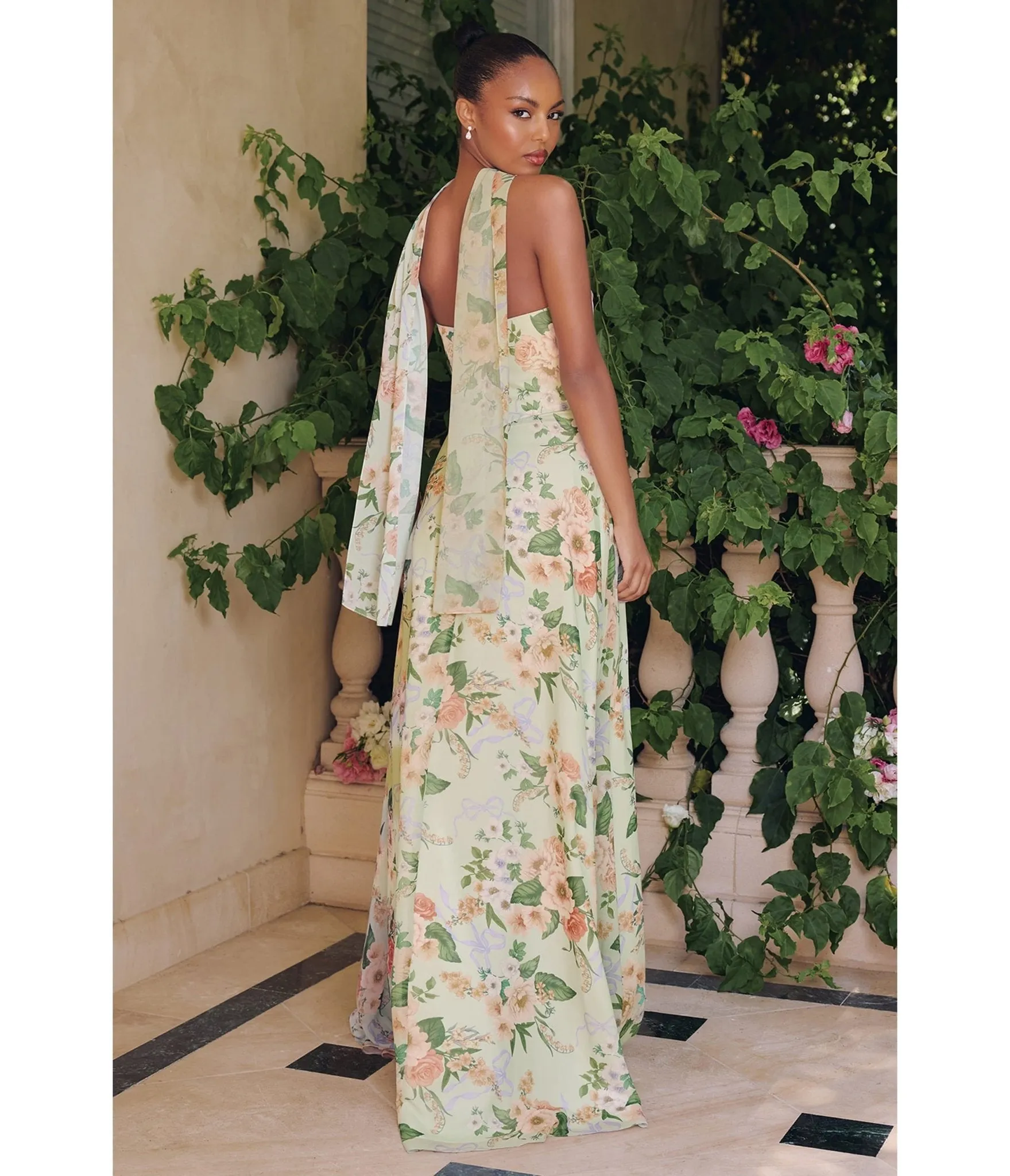 LaDivine by Cinderella Divine Sage Sweetheart Neck Garden Floral Bridesmaid Gown sold by Unique Vintage product image thumbnail 4