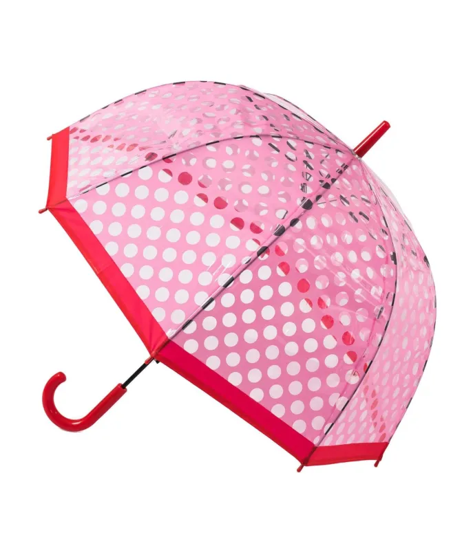 Pink & Red Polka Dot Dome Umbrella sold by Unique Vintage
