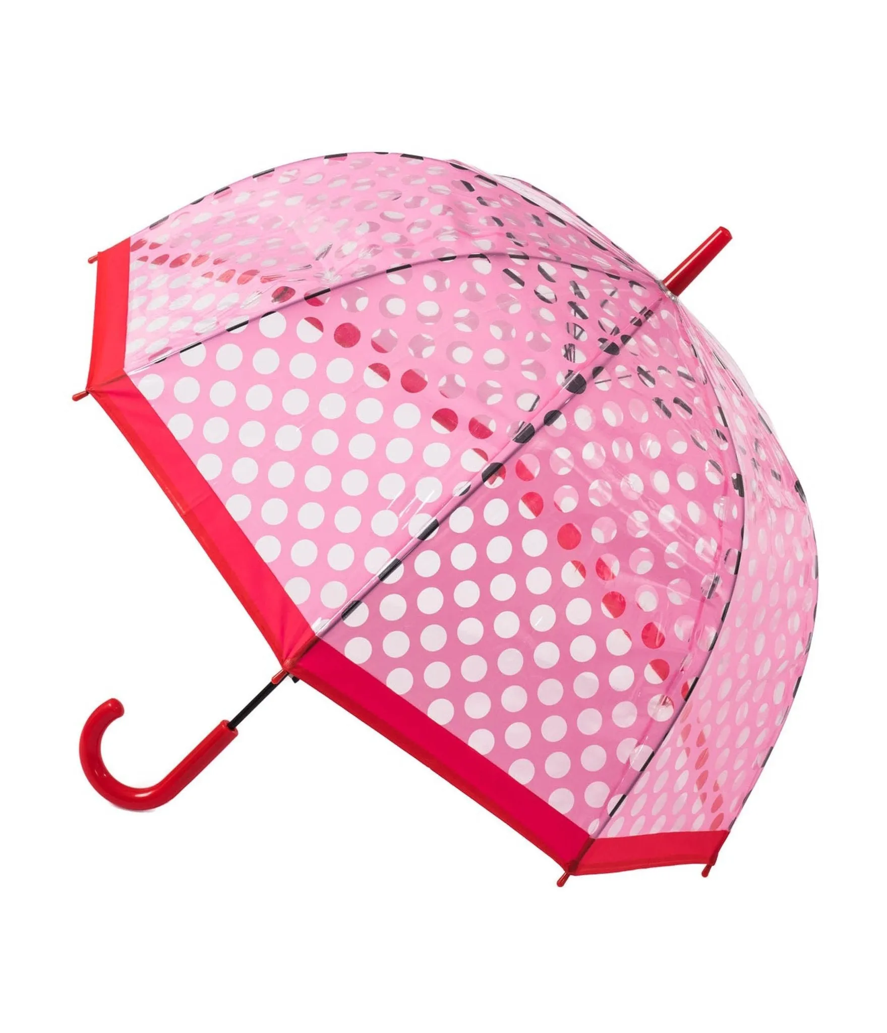 Pink & Red Polka Dot Dome Umbrella sold by Unique Vintage
