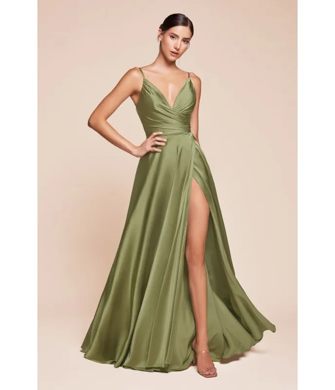 LaDivine by Cinderella Divine Greenery Sweetheart Neck Bridesmaid Gown with Gathered Waistline made by Unique Vintage