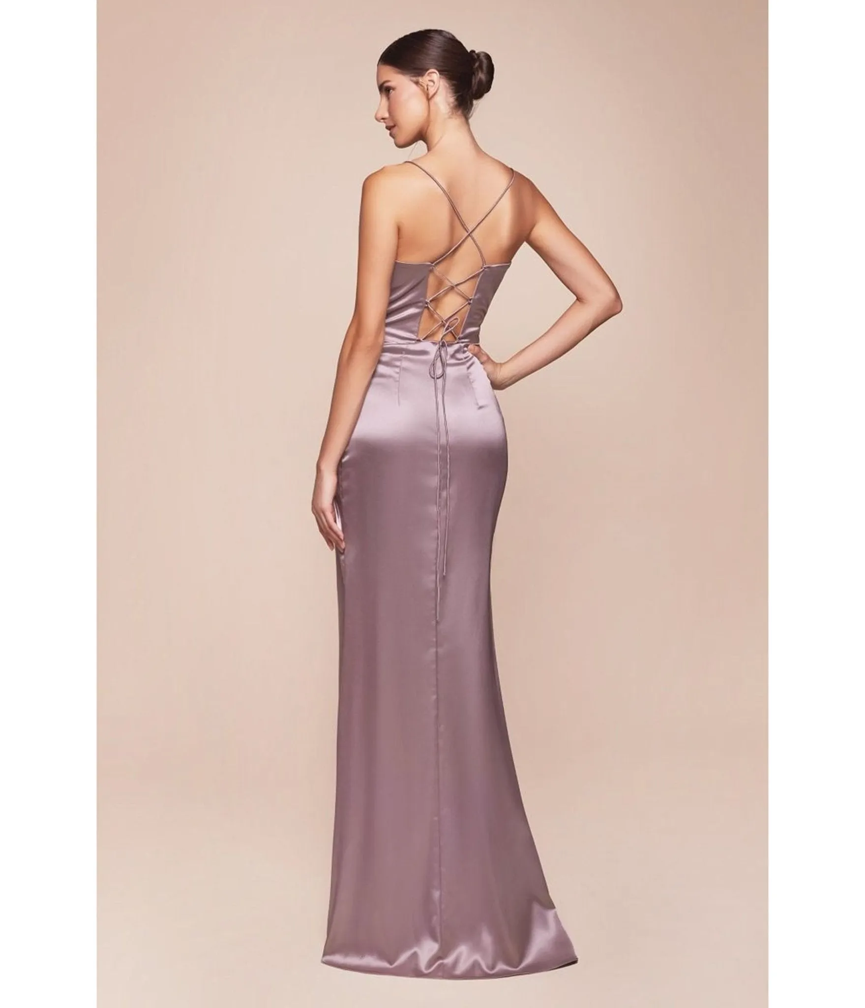 LaDivine by Cinderella Divine Taupe Satin Sweatheart Neck Bodice Corset Gown sold by Unique Vintage product image thumbnail 2