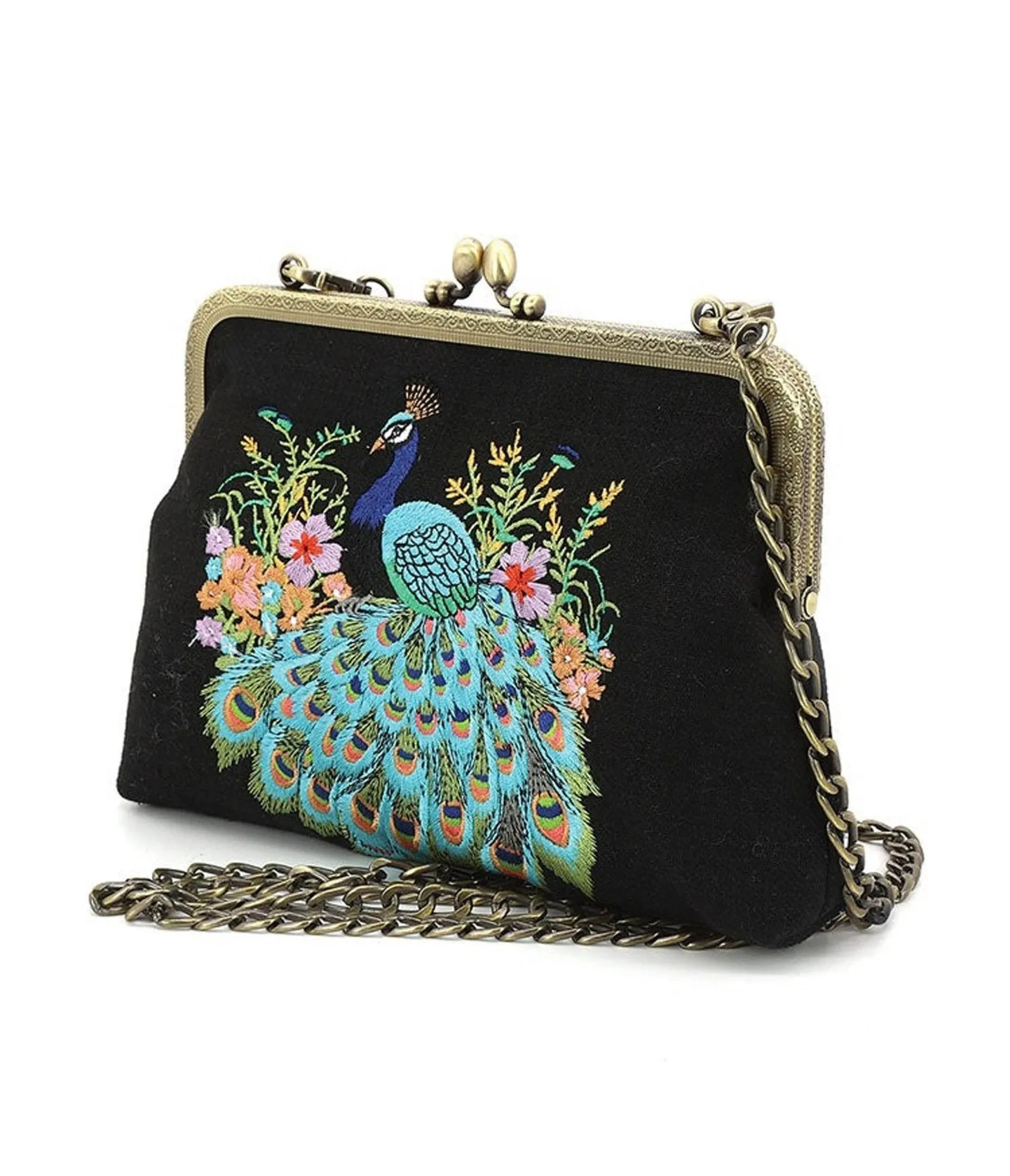 Peacock Kisslock Embroidered Bag sold by Unique Vintage product image thumbnail 2