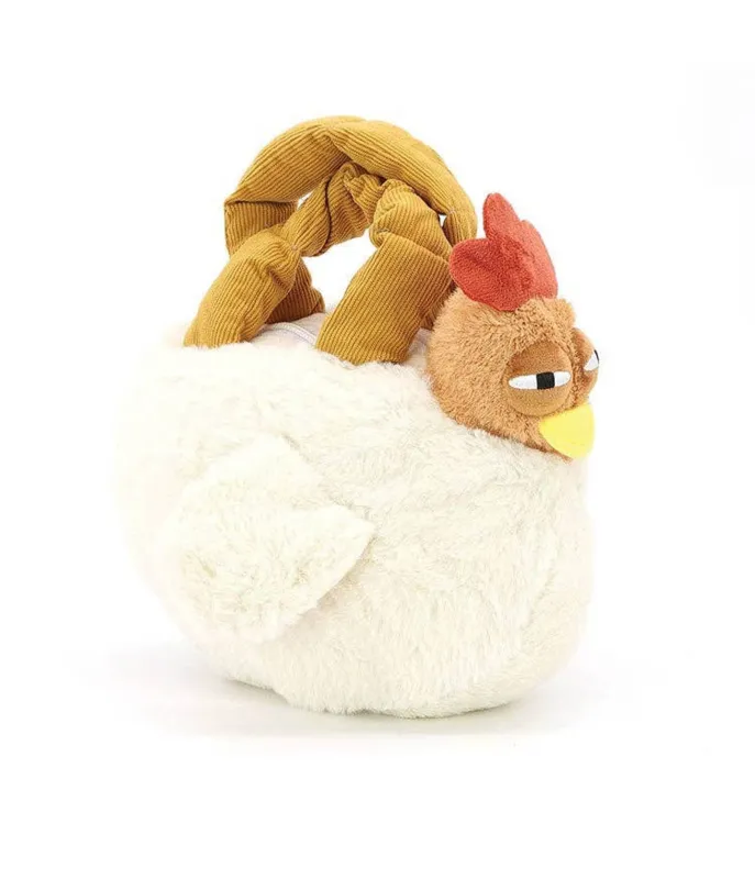 White Plush Chicken Handbag made by Unique Vintage