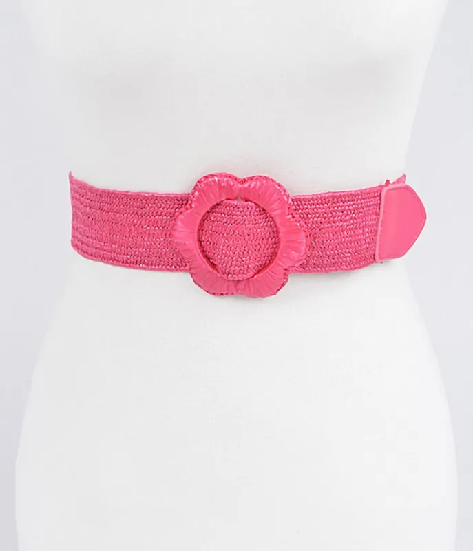 Pink Flower Buckle Woven Belt sold by Unique Vintage