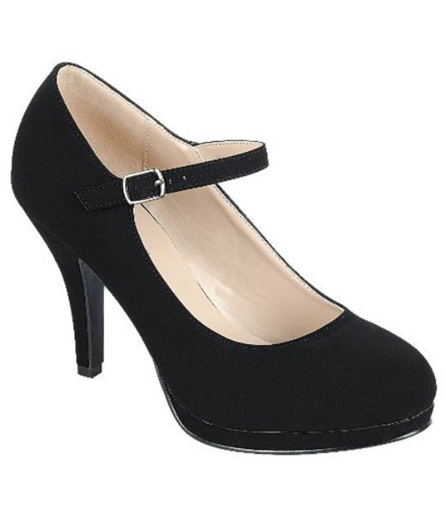 Black Nubuck Round Toe Mary Jane Heels sold by Unique Vintage