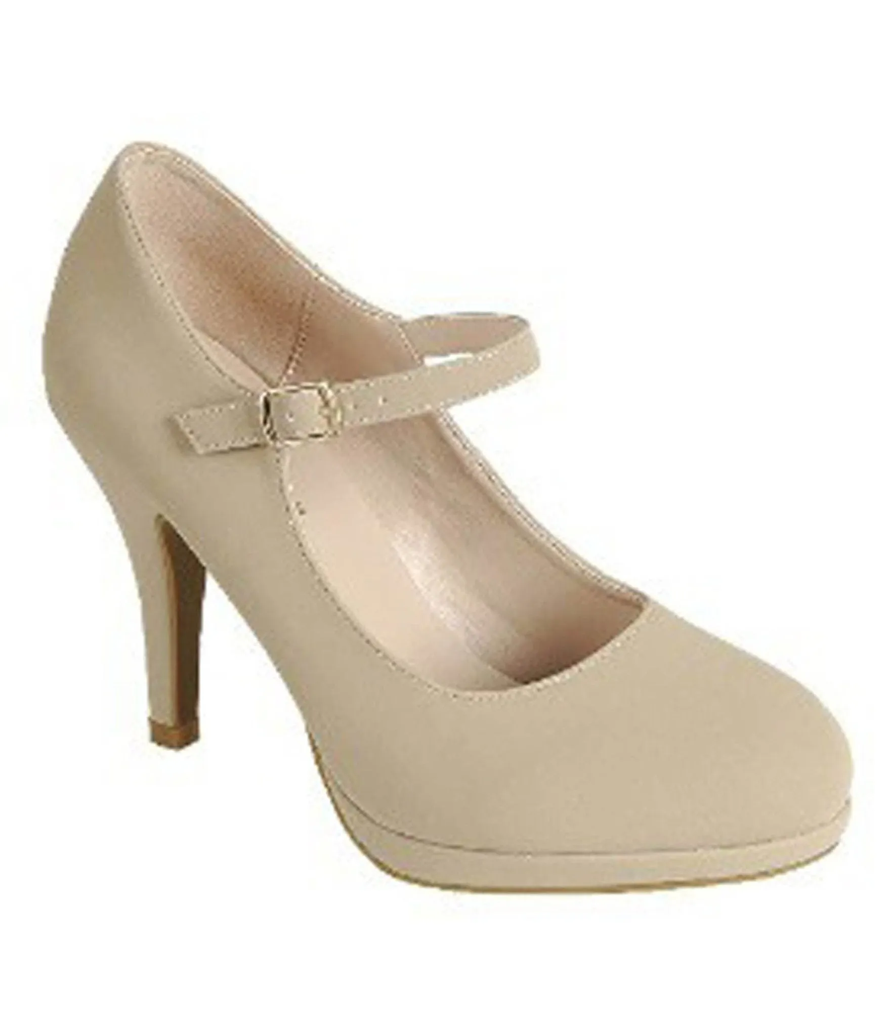 Nude Nubuck Round Toe Mary Jane Heels sold by Unique Vintage