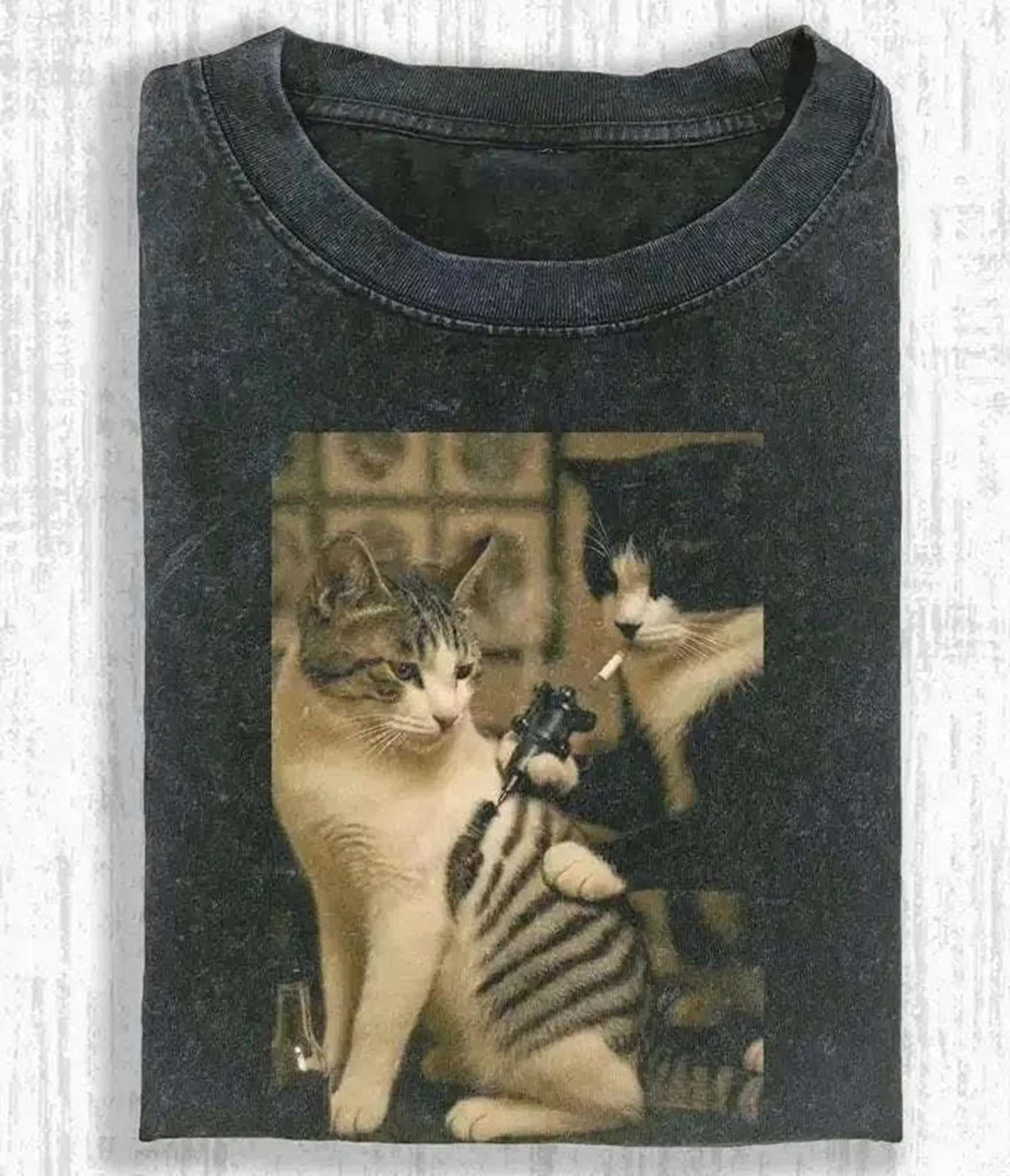 Cat Tattoo Unisex Graphic Tee sold by Unique Vintage
