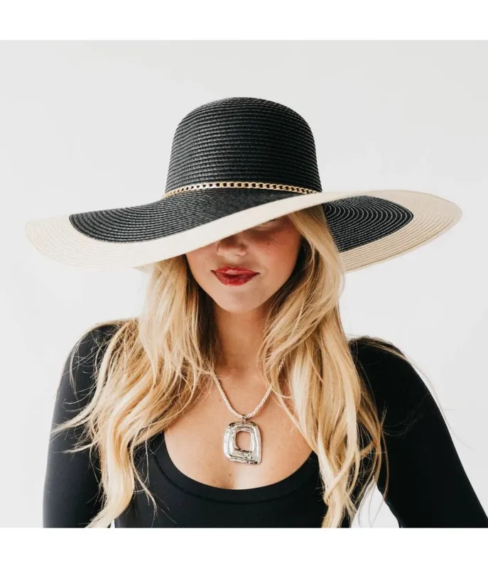 Black Miami Summer Wide Floppy Hat sold by Unique Vintage