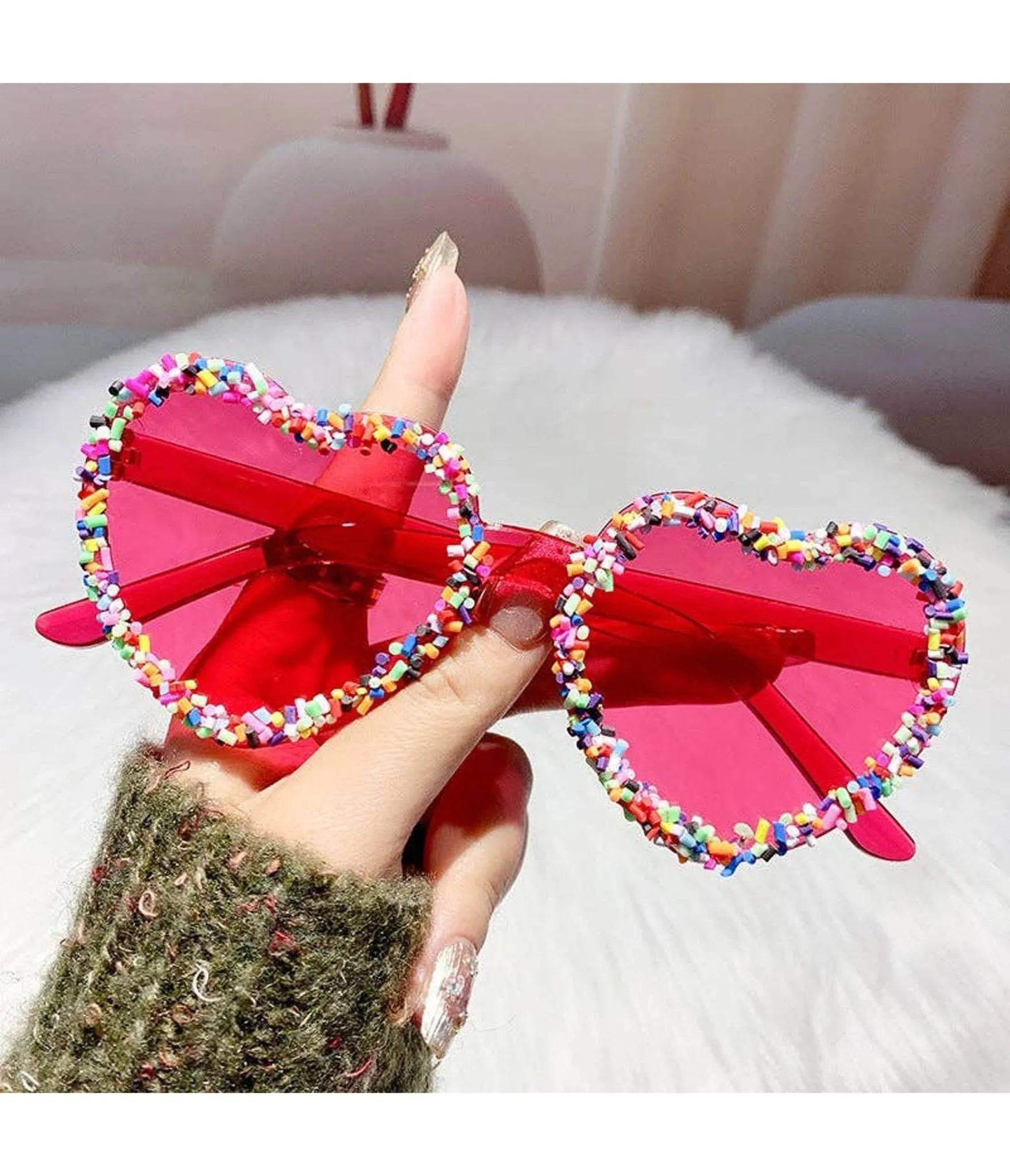 Pink & Rainbow Heart Sunglasses sold by Unique Vintage