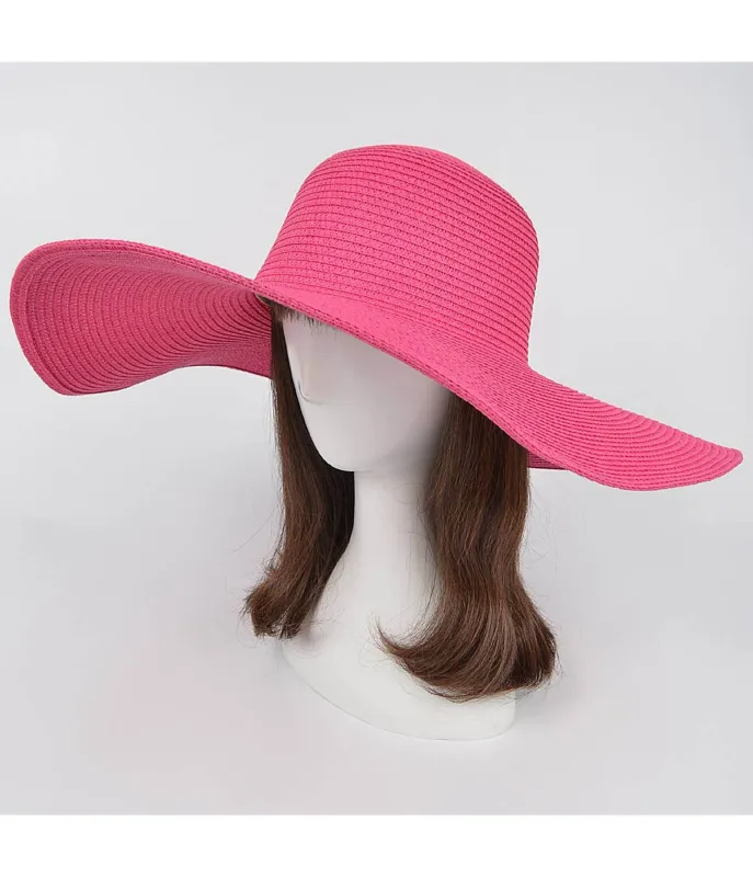 Pink Wide Brim Beach Hat sold by Unique Vintage