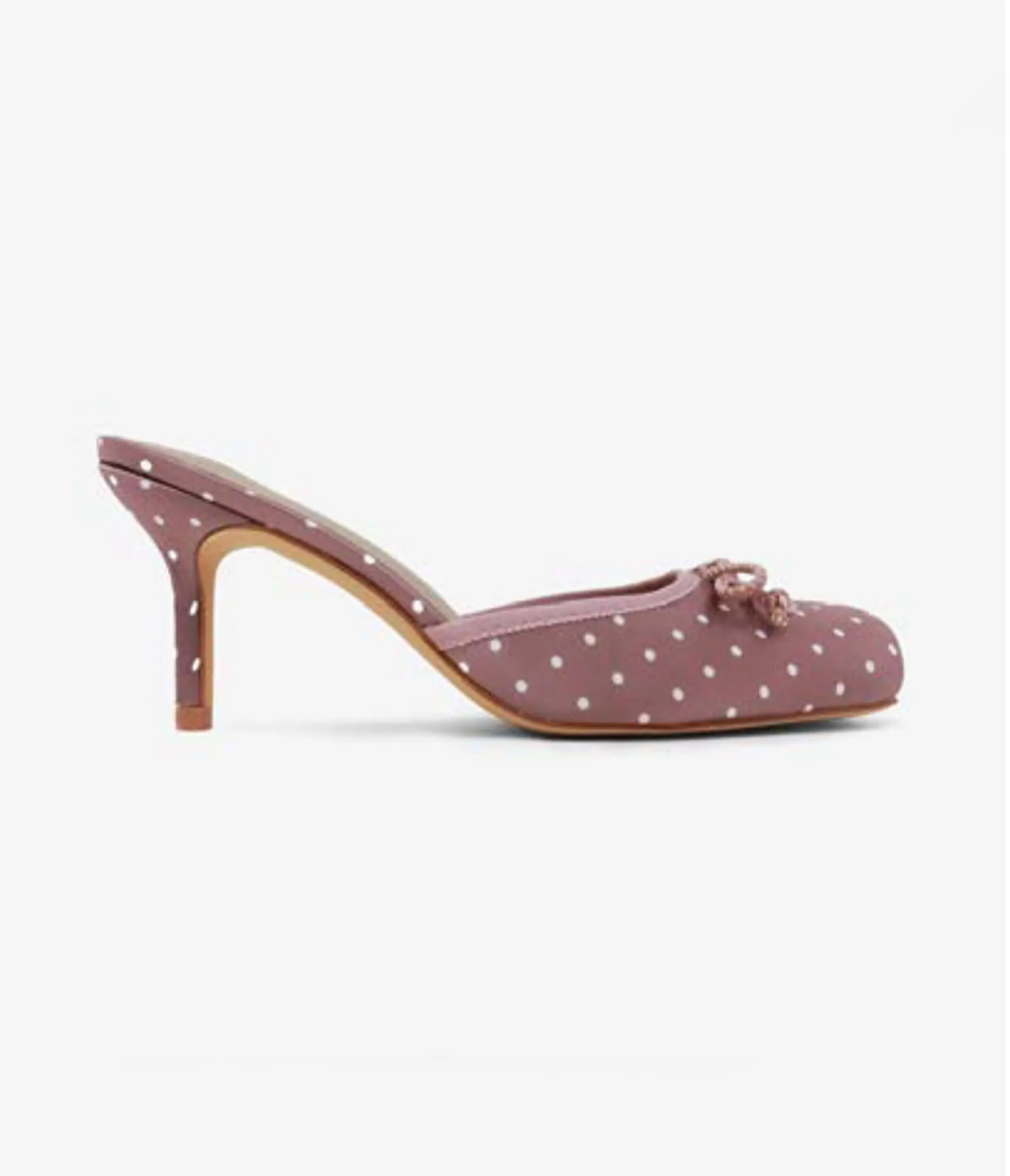 Mauve Polka Dot Ballerina Mule Heels sold by Unique Vintage product image thumbnail 2