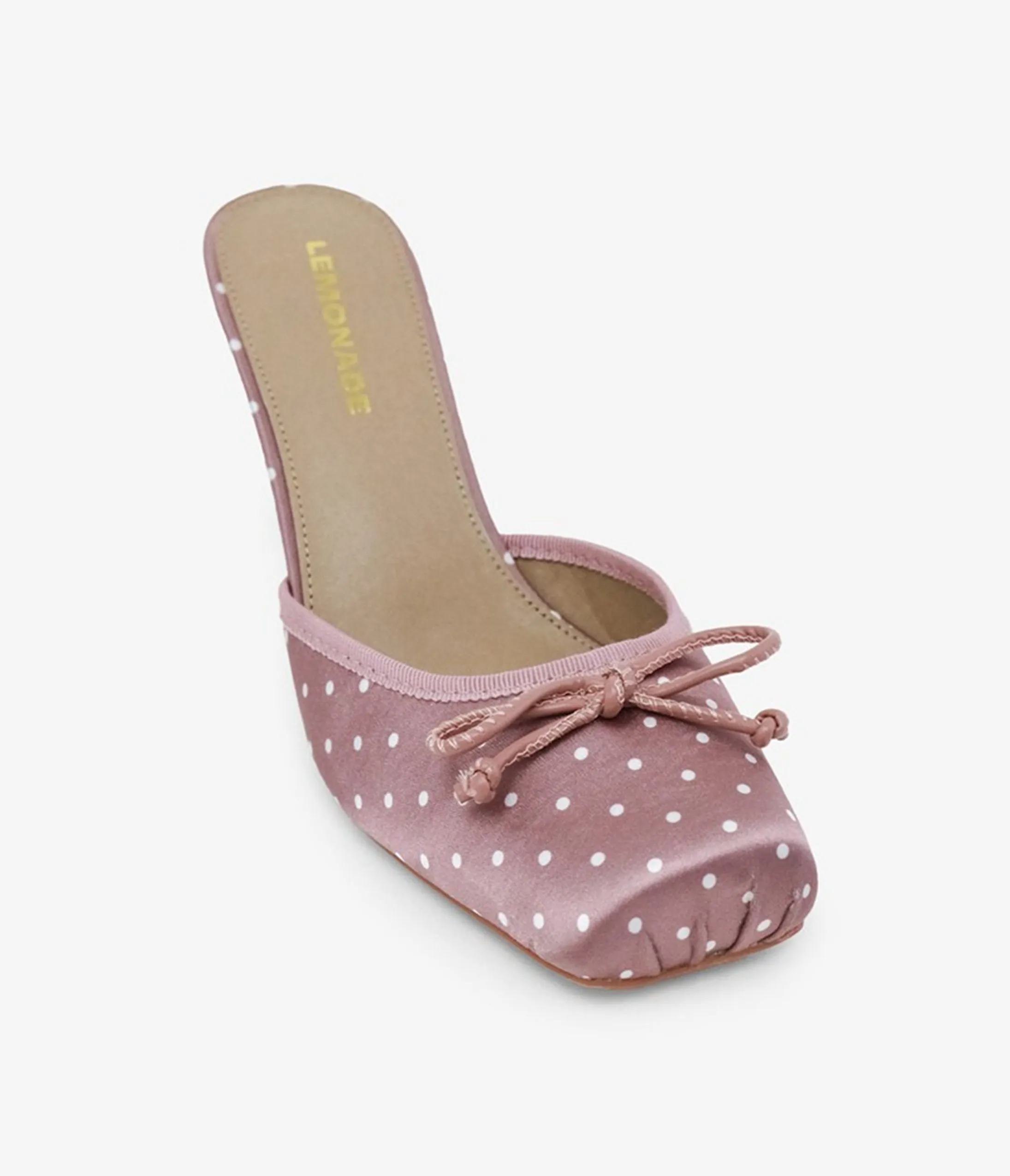 Mauve Polka Dot Ballerina Mule Heels sold by Unique Vintage