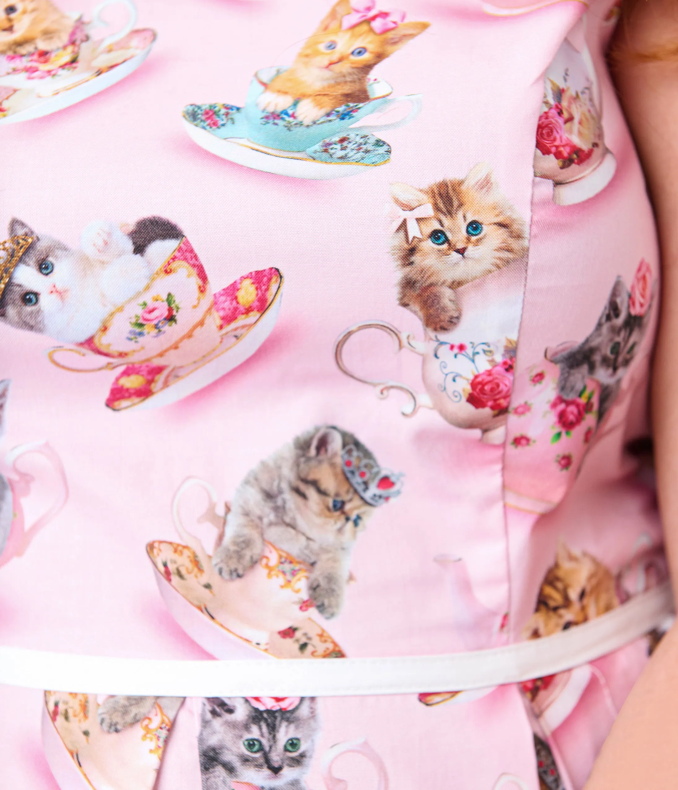 Retrolicious Plus Size Pink Cats & Teacups Cotton Collared Dress sold by Unique Vintage product image thumbnail 5