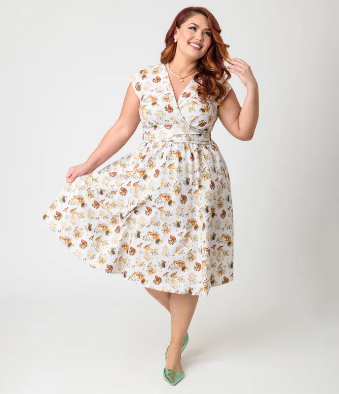 Retrolicious Plus Size Forest Animal Print Greta Swing Dress sold by Unique Vintage
