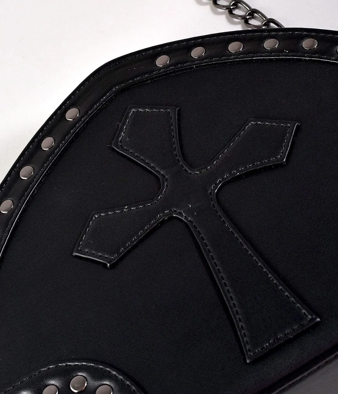 Black Leatherette Studded Gothic Cross Shoulder Purse sold by Unique Vintage product image thumbnail 2