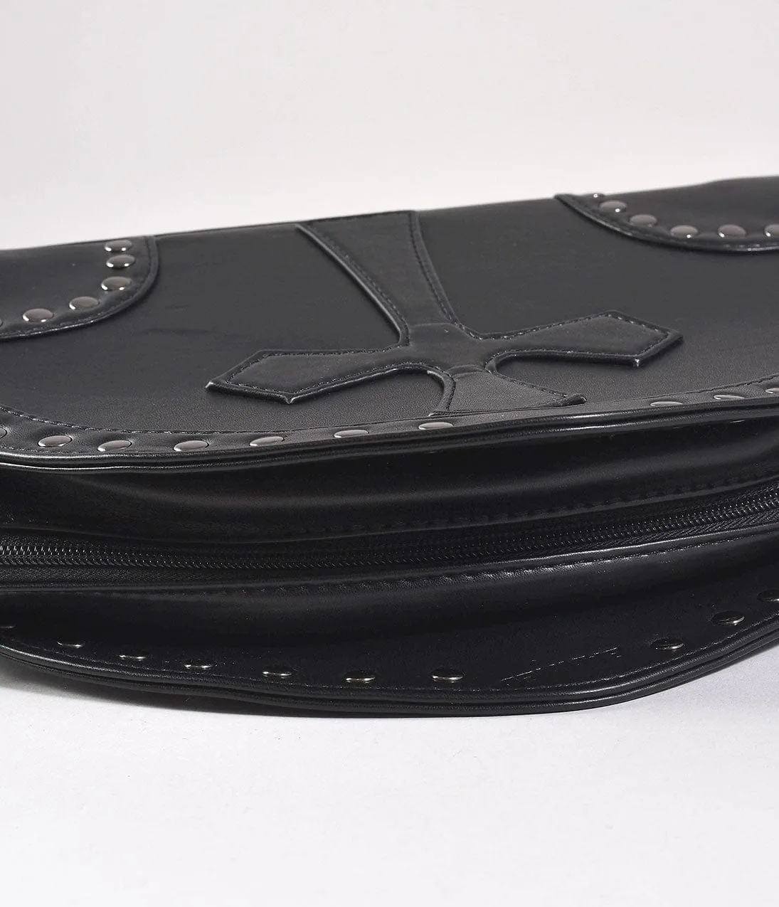 Black Leatherette Studded Gothic Cross Shoulder Purse sold by Unique Vintage product image thumbnail 3
