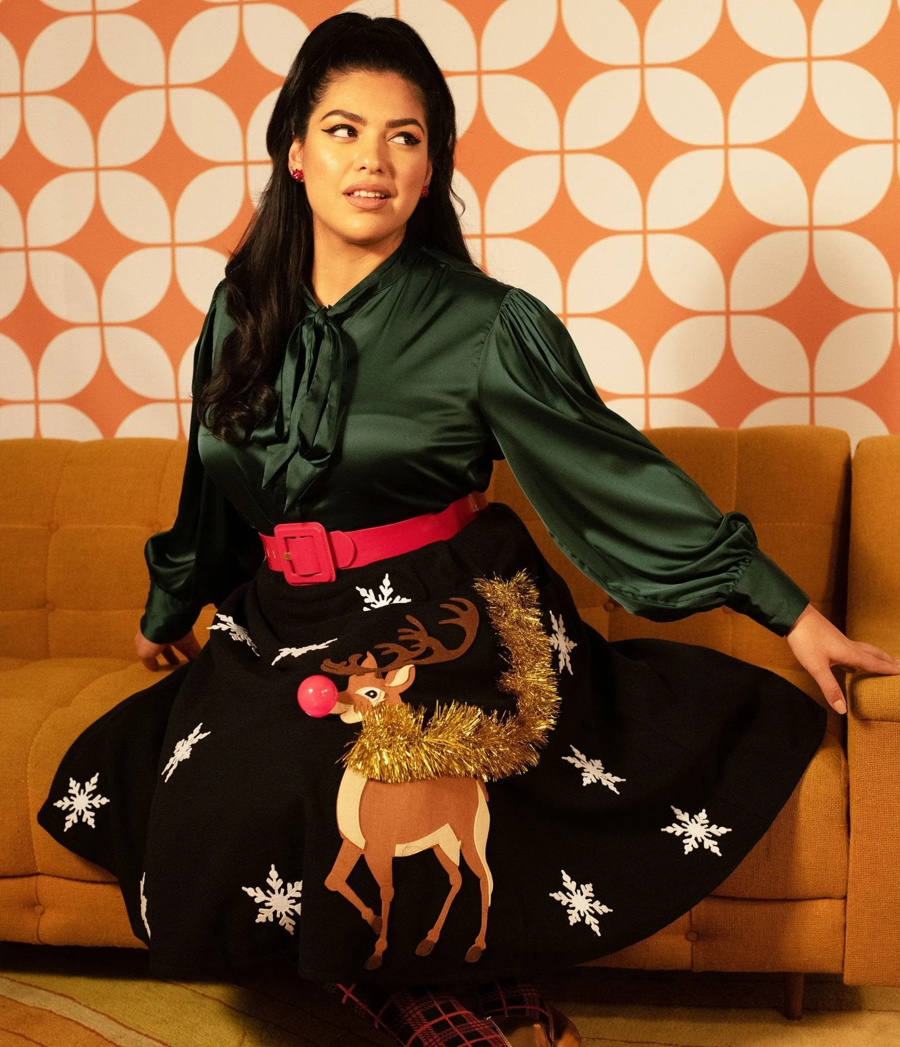 Unique Vintage Red Nose Reindeer Soda Shop Swing Skirt sold by Unique Vintage product image thumbnail 4