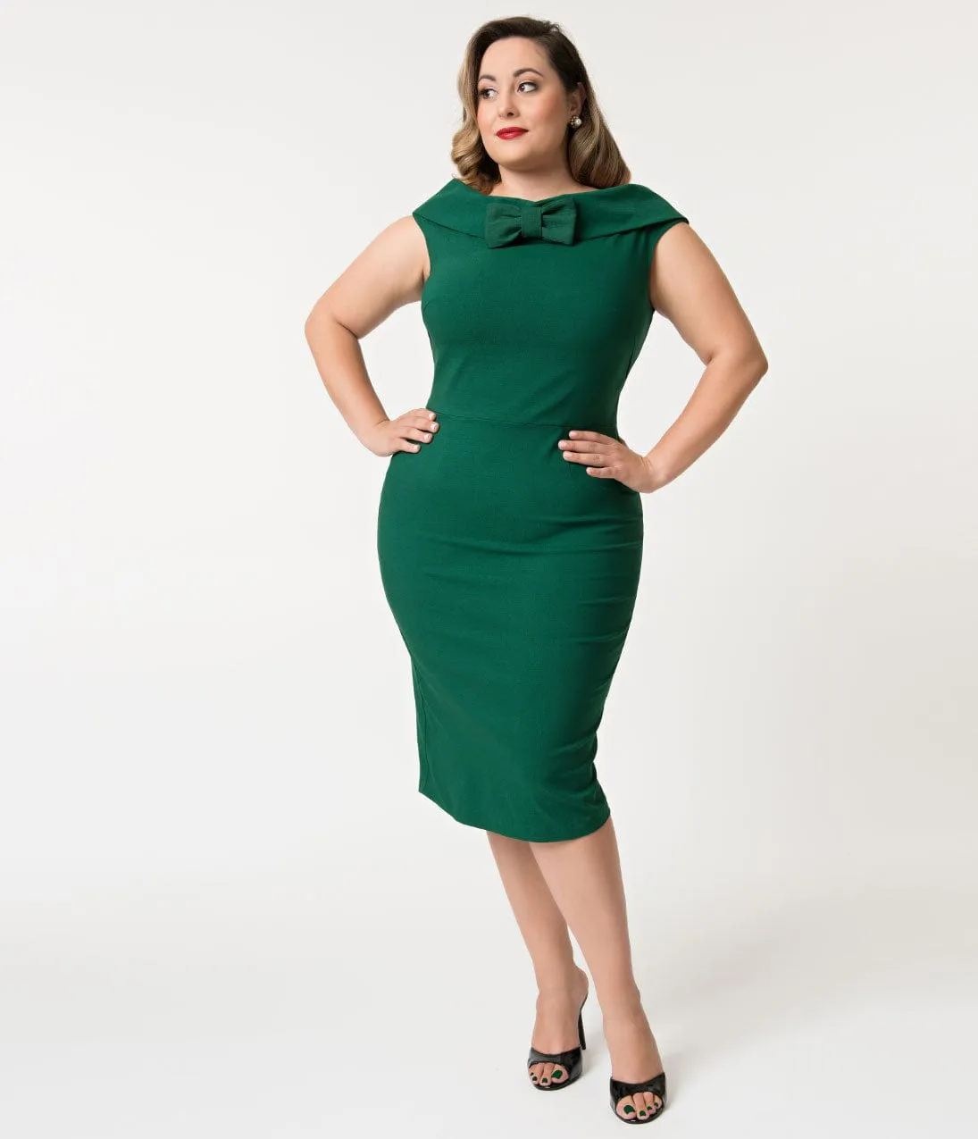 Barbie x Unique Vintage Plus Size 1960s Style Green Sheath Dress sold by Unique Vintage