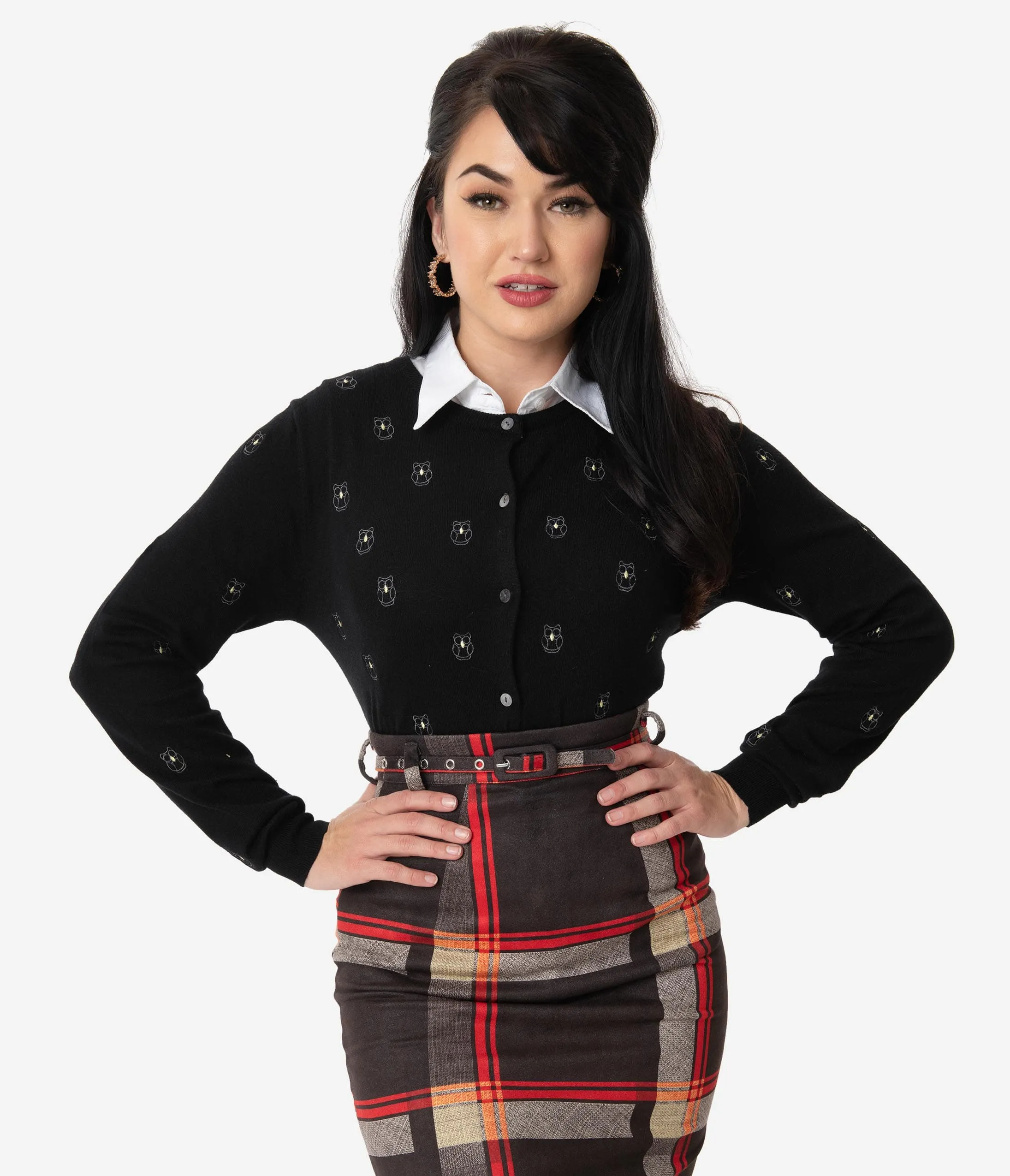 Vintage Style Black Embroidered Owls Knit Cardigan sold by Unique Vintage product image thumbnail 4