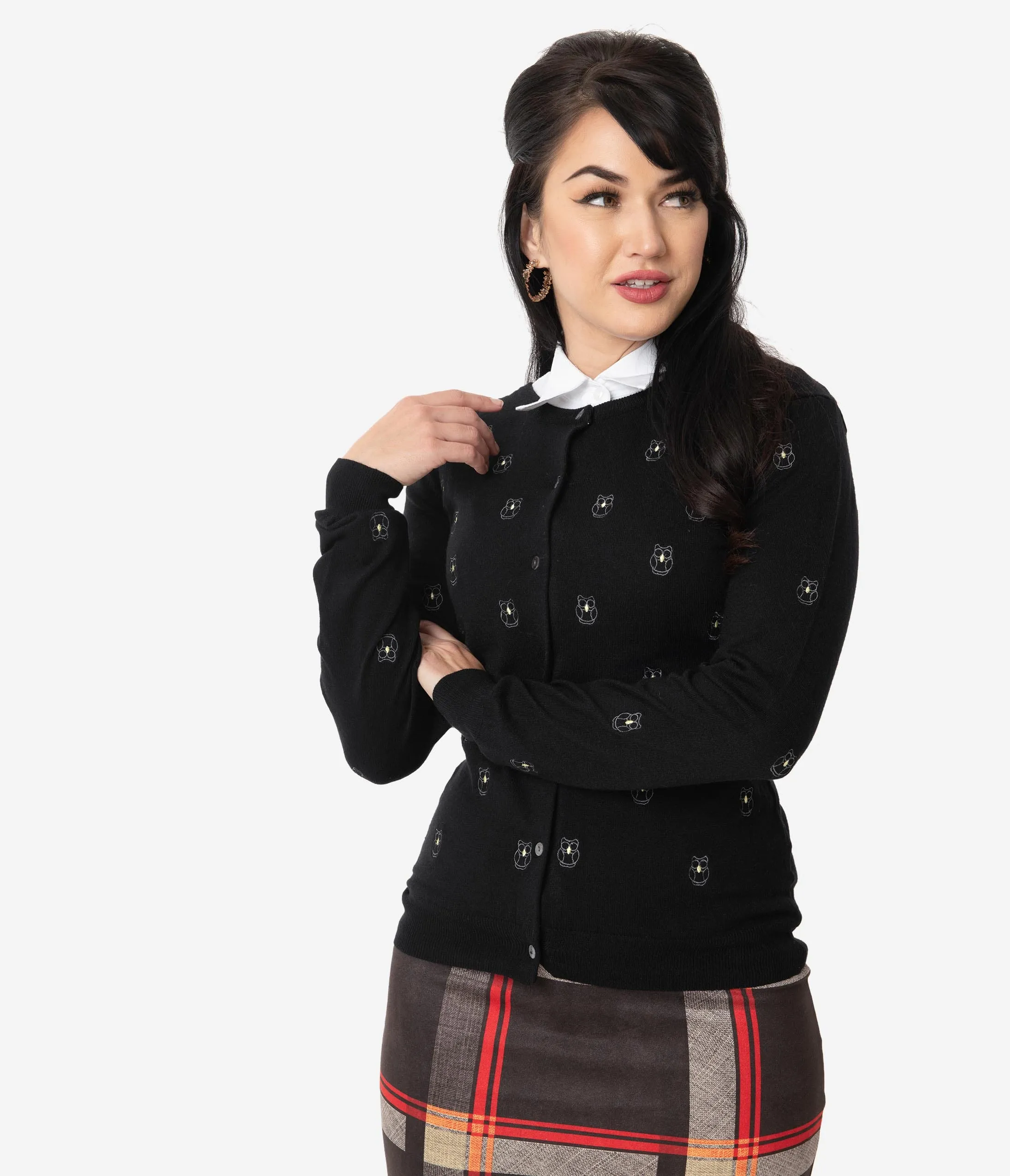 Vintage Style Black Embroidered Owls Knit Cardigan sold by Unique Vintage product image thumbnail 5