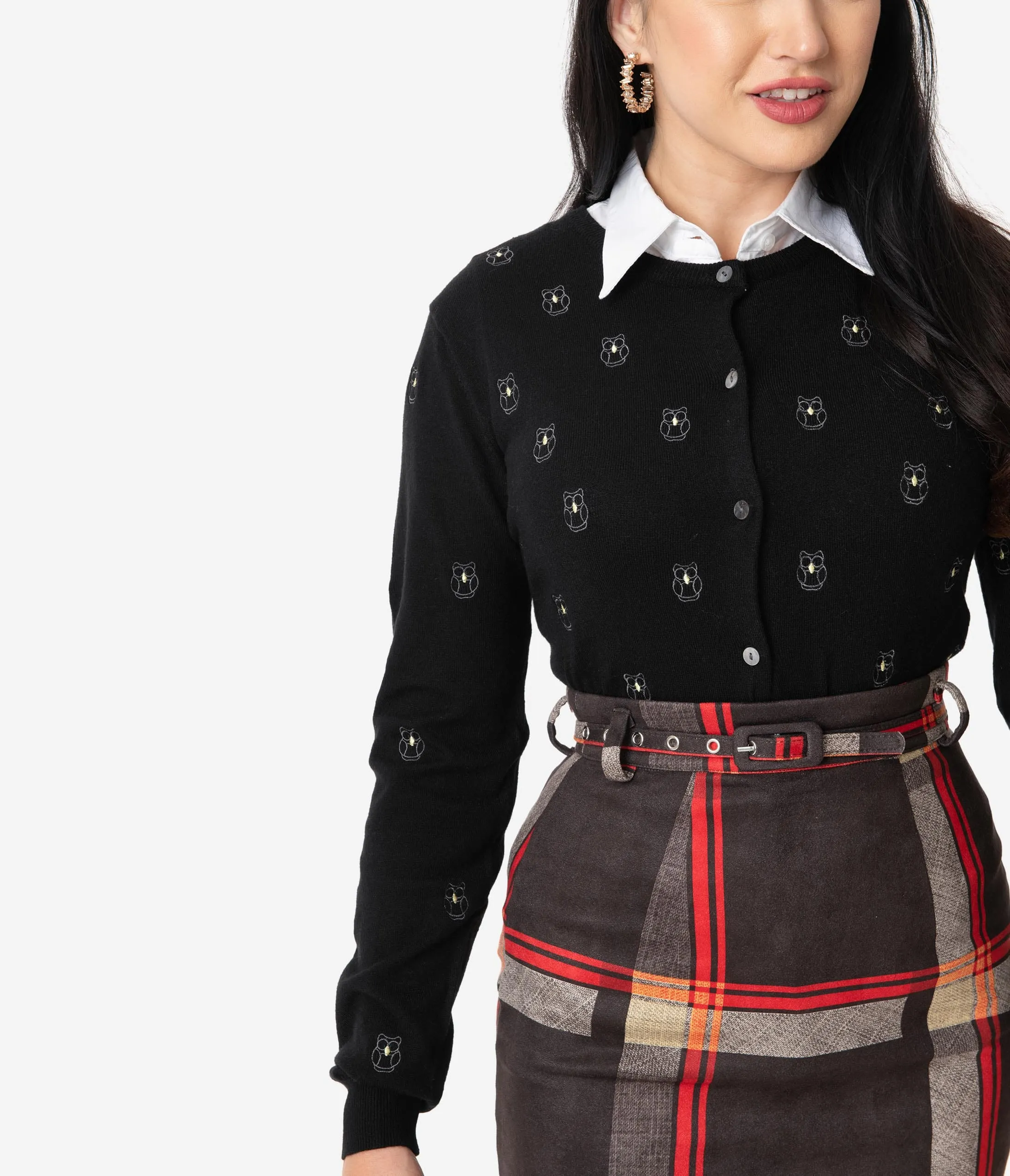 Vintage Style Black Embroidered Owls Knit Cardigan sold by Unique Vintage product image thumbnail 3