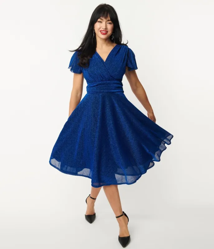 Magnolia Place Blue Sparkle Midori Swing Dress sold by Unique Vintage