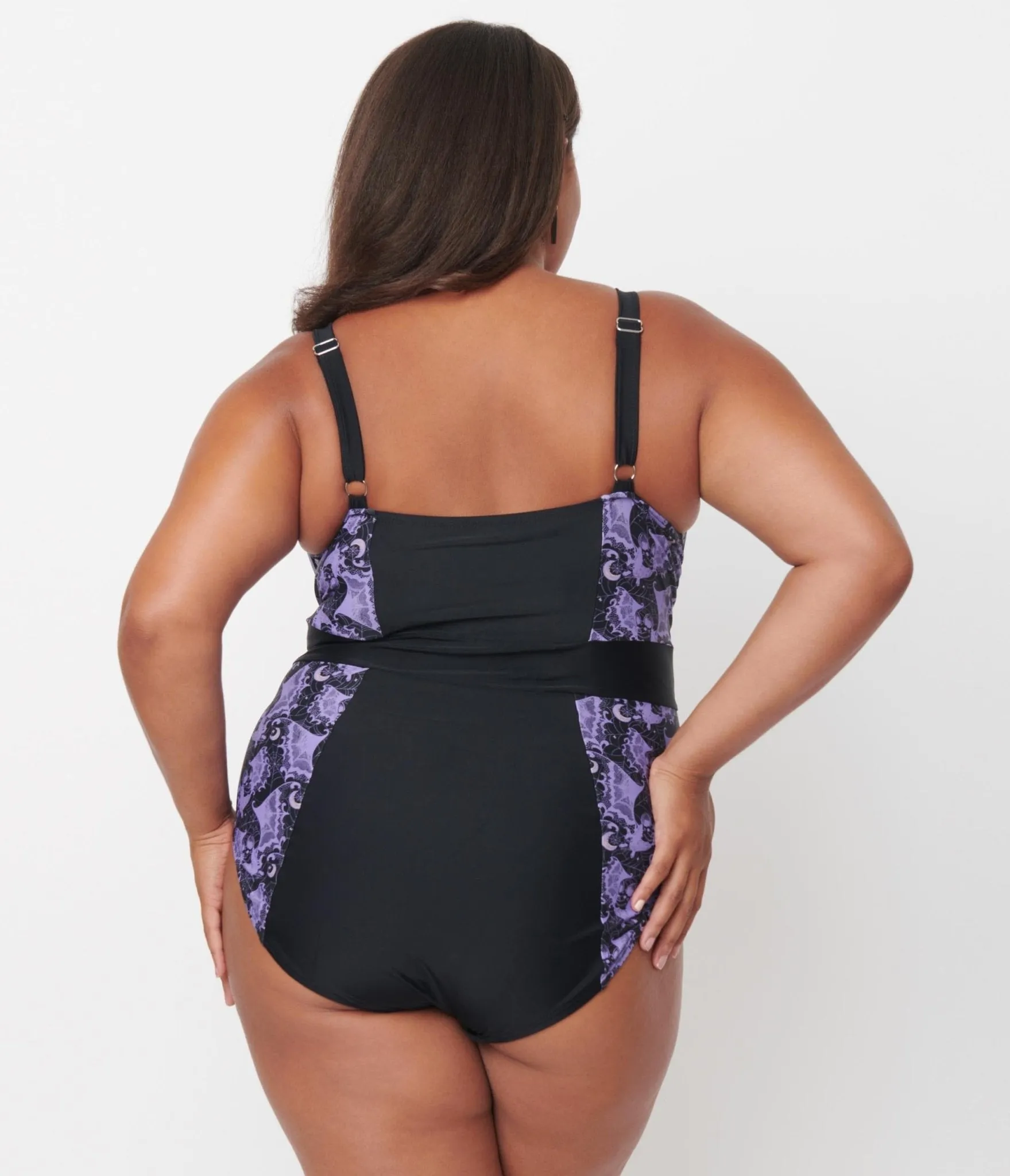 Unique Vintage Plus Size Purple Lacy Bats Pin-Up Clemente Swimsuit sold by Unique Vintage product image thumbnail 2