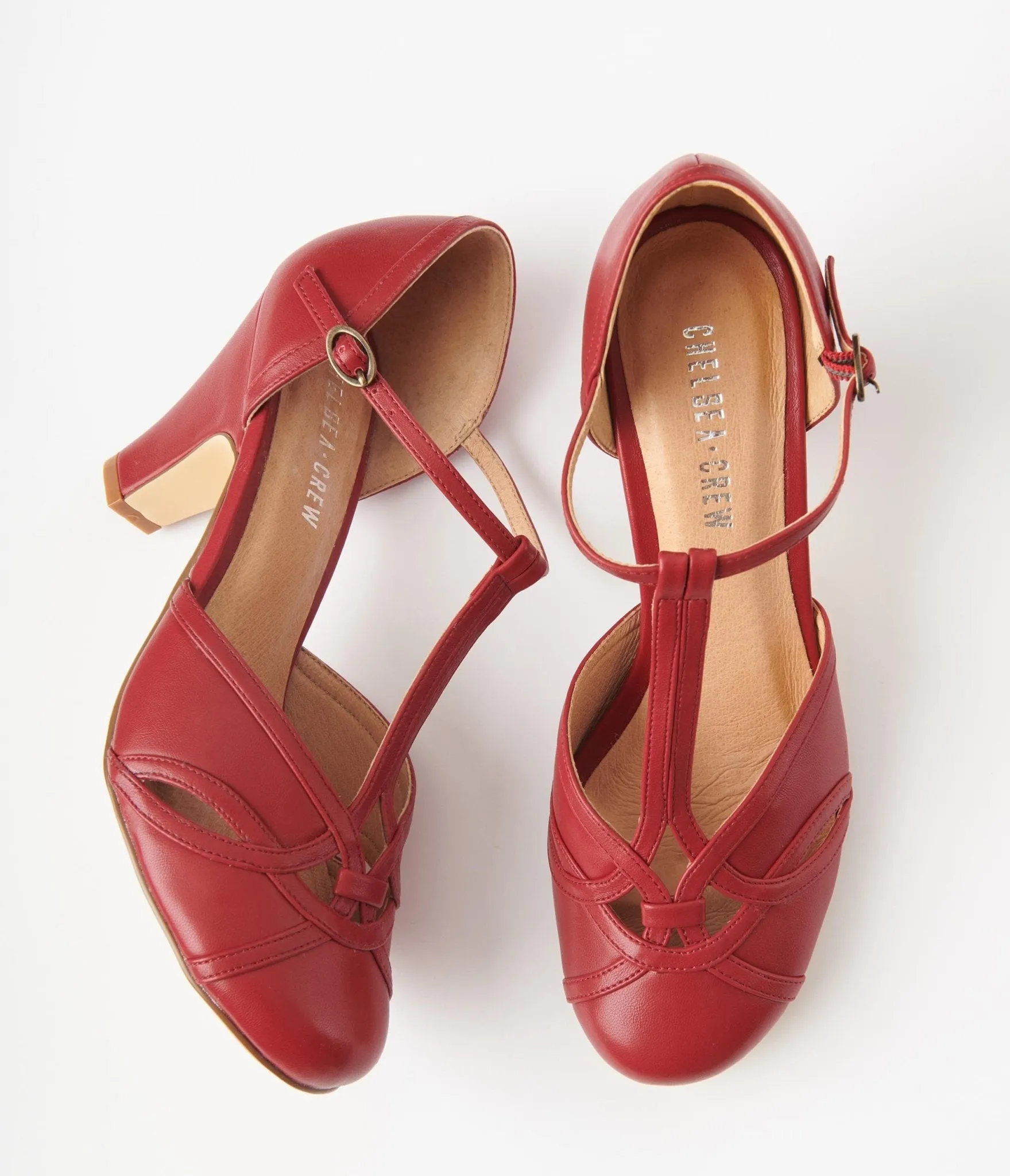 Chelsea Crew 1940s Burgundy Woven Sandy T-Strap Pump sold by Unique Vintage product image thumbnail 5