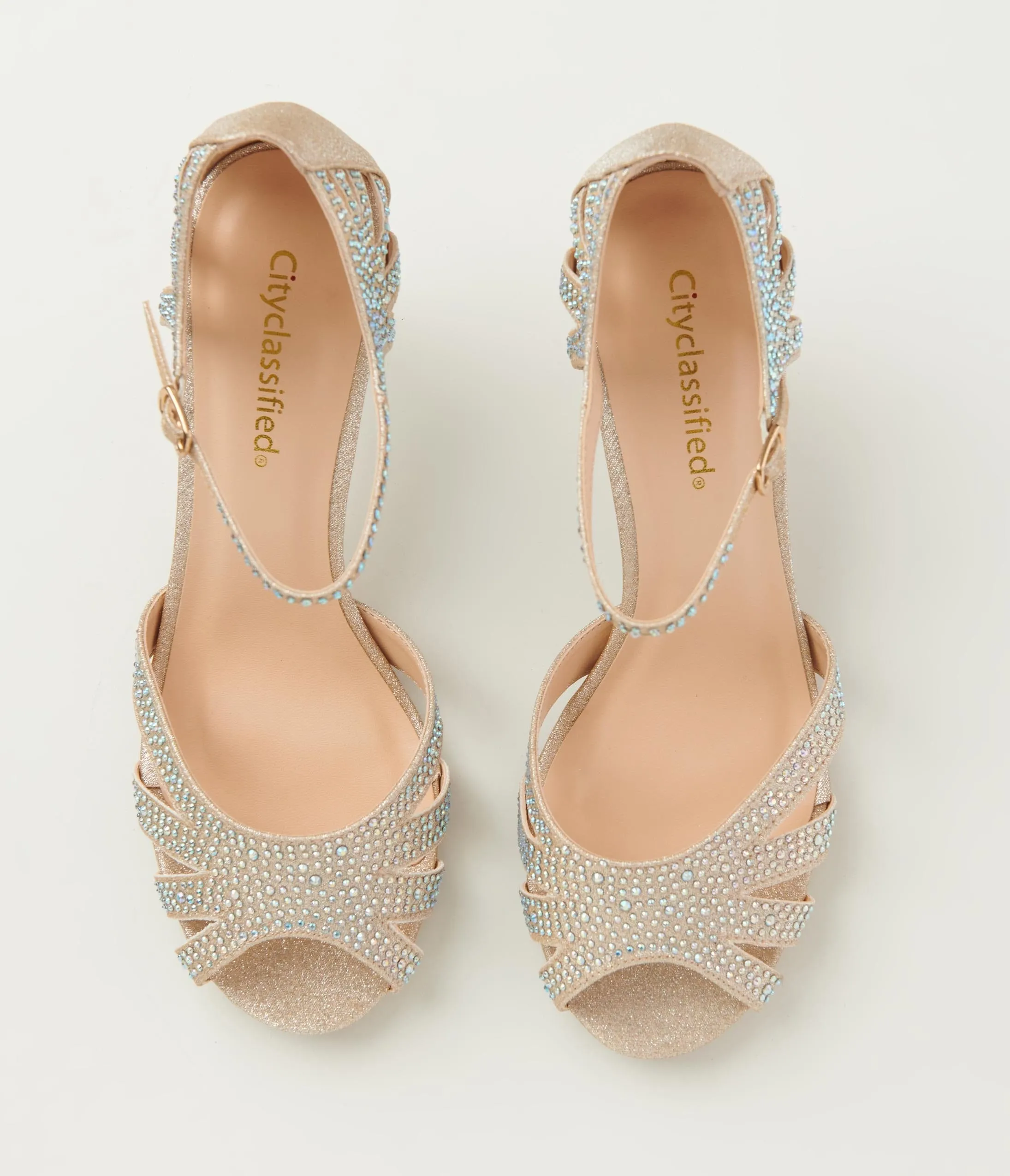 1920s Champagne Rhinestone Heels sold by Unique Vintage product image thumbnail 4