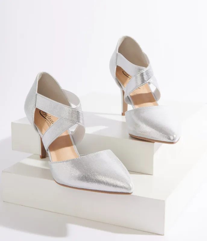 Silver Shimmer Heels made by Unique Vintage