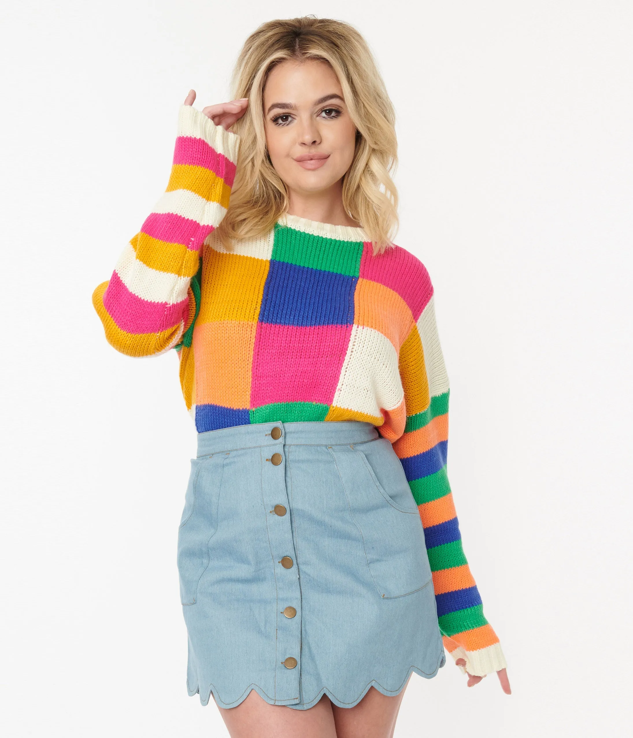 Rainbow Checked Sweater sold by Unique Vintage product image thumbnail 2