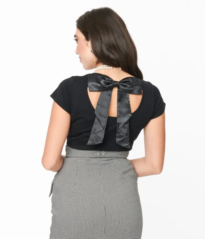 Hell Bunny Black Bow Back Celine Top sold by Unique Vintage