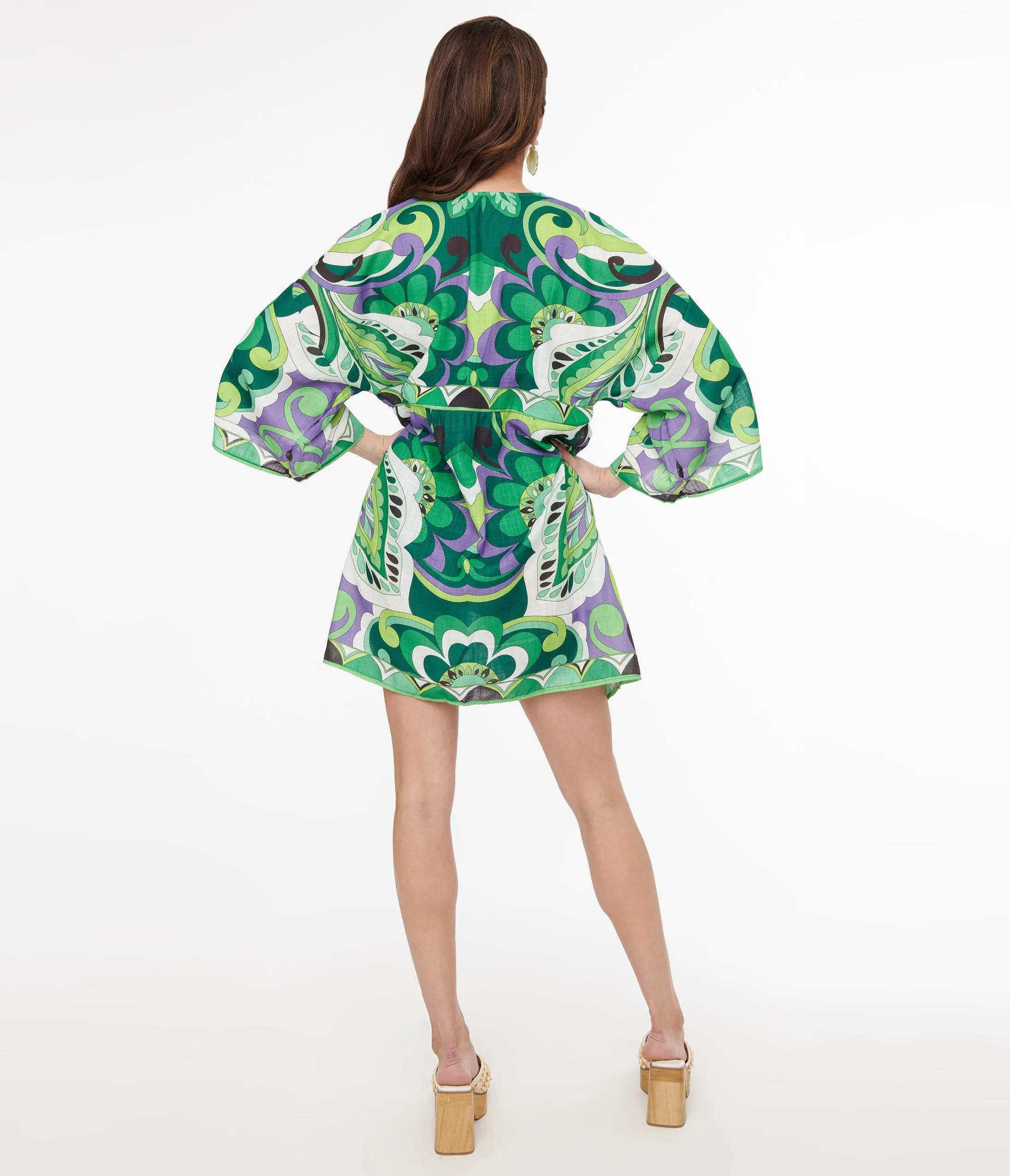 1970s Retro Green Paisley Coverup sold by Unique Vintage product image thumbnail 2