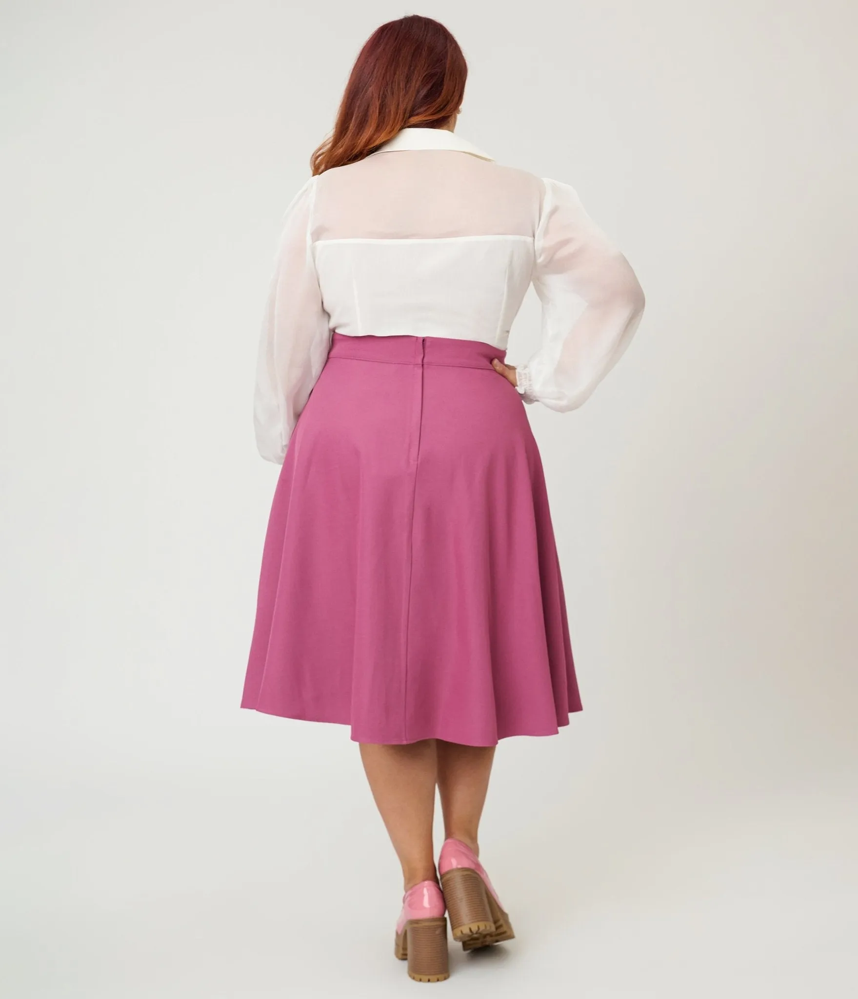 Royal Monk Plus Size Light Pink Book Club Swing Skirt sold by Unique Vintage product image thumbnail 3