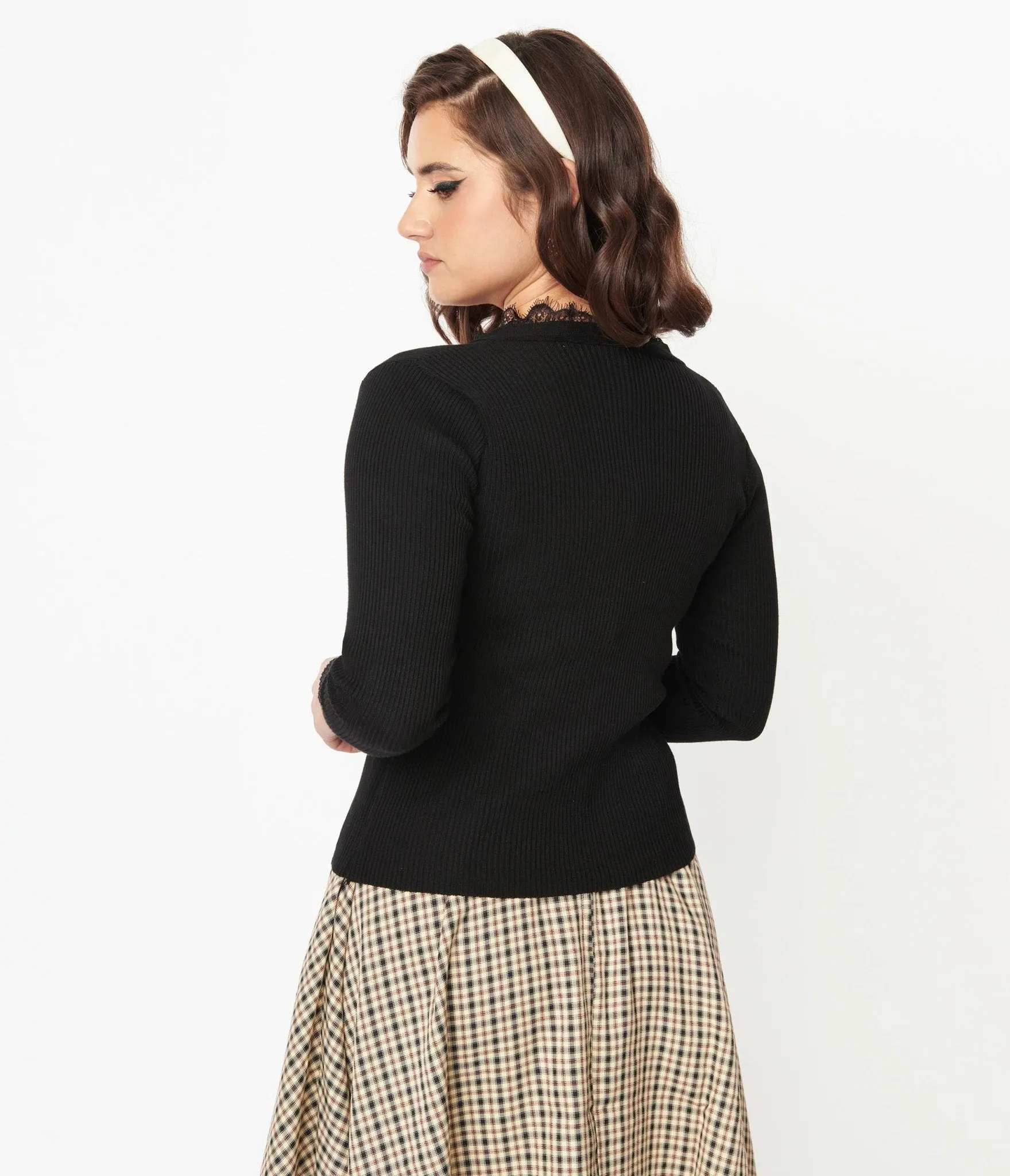 Black Lace Collar Cardigan sold by Unique Vintage product image thumbnail 3