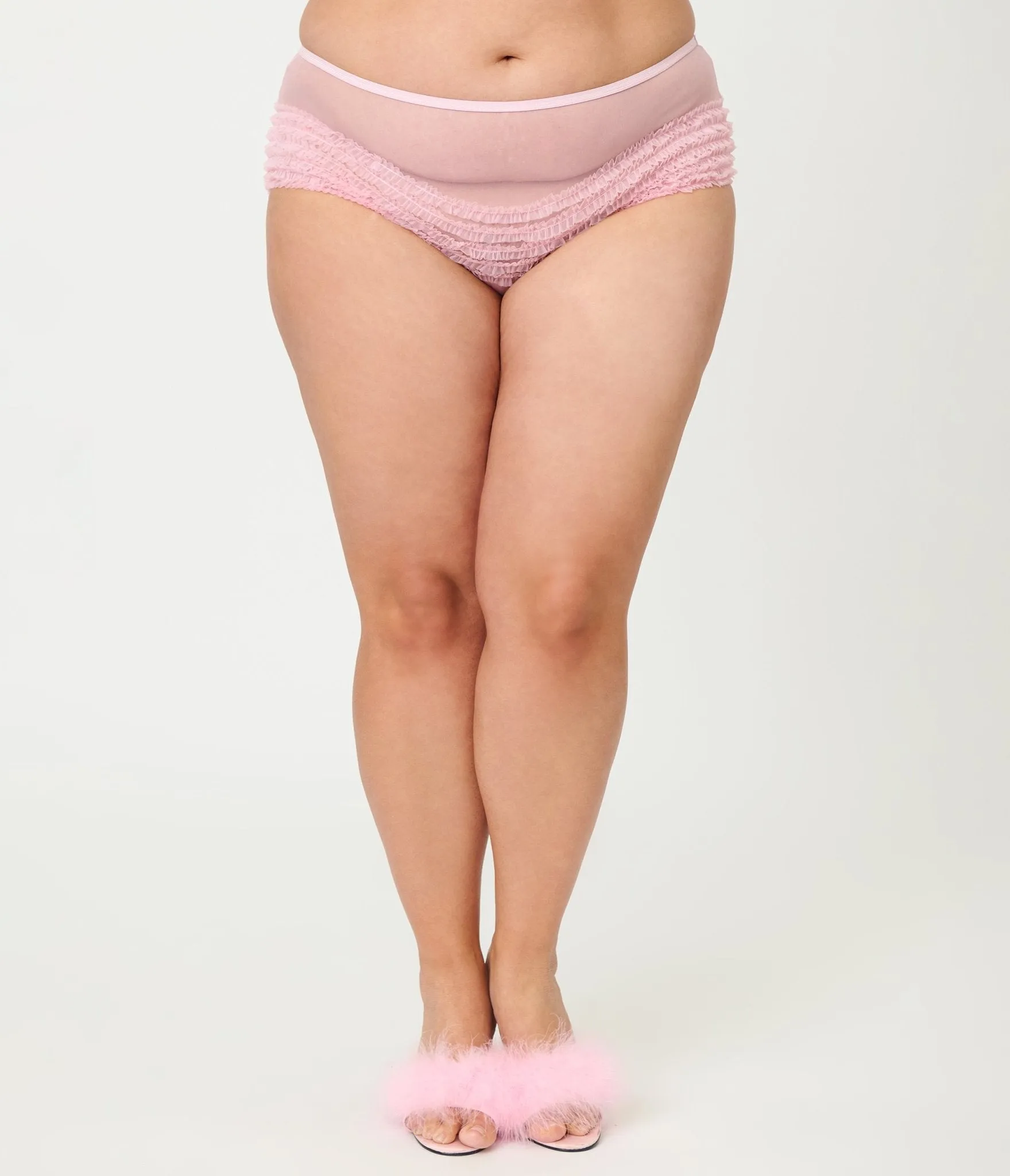 Unique Vintage Plus Size Sheer Light Pink Ruffle Underwear sold by Unique Vintage