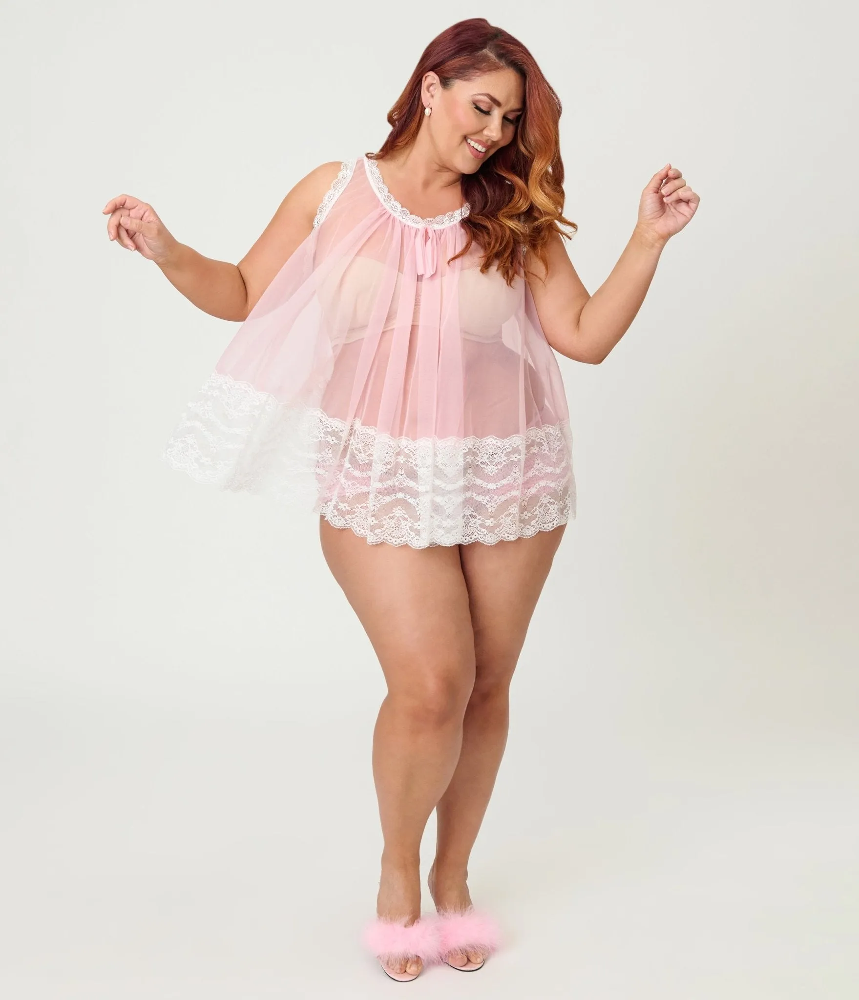 Unique Vintage Plus Size Sheer Light Pink Lingerie Top sold by Unique Vintage product image thumbnail 5