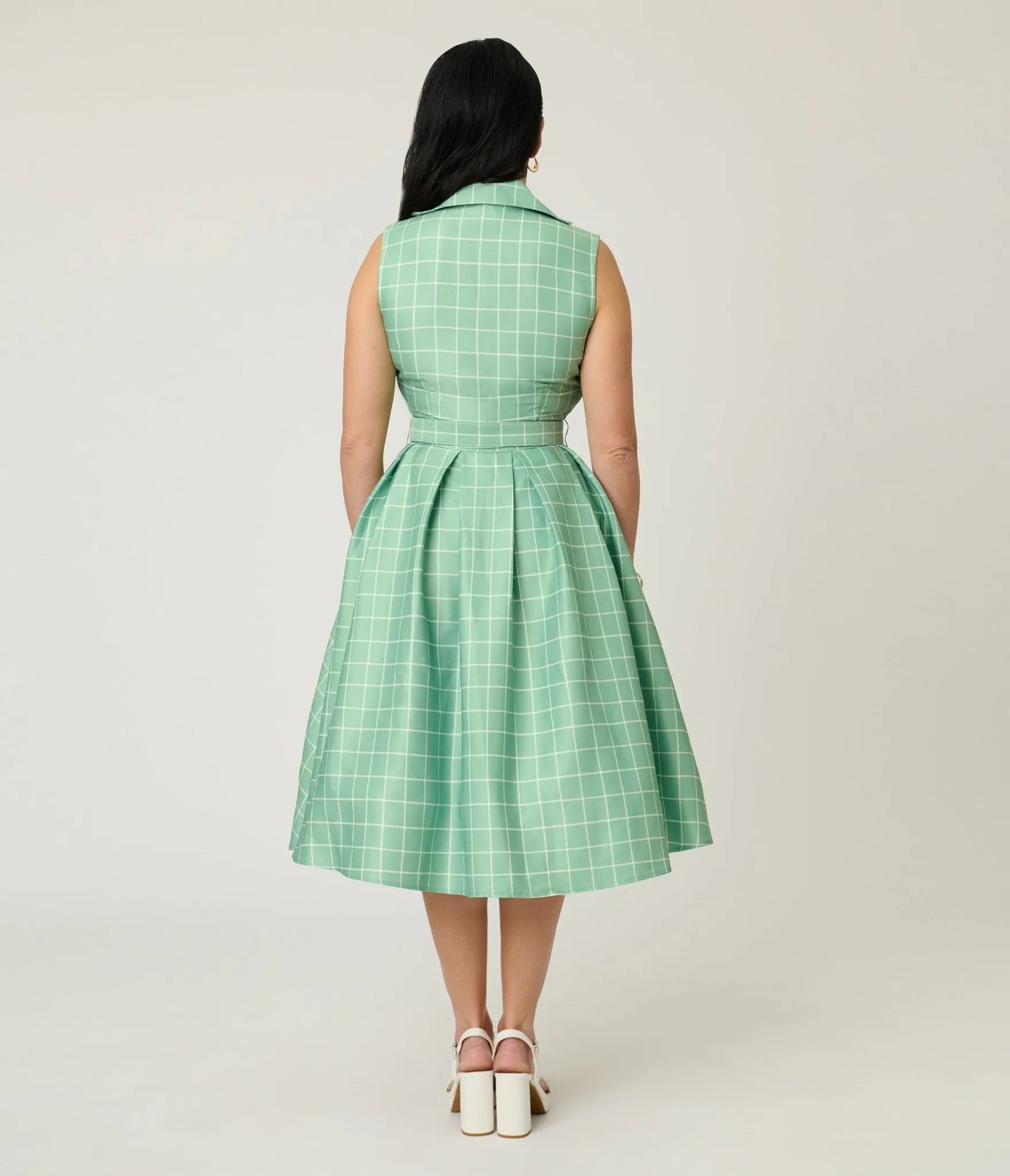 Disney Winnie the Pooh x Unique Vintage Green Plaid Edith Swing Dress sold by Unique Vintage product image thumbnail 2